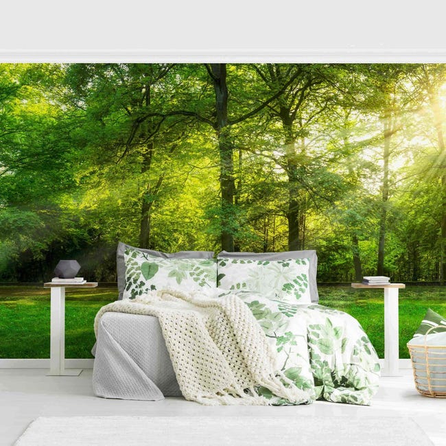 Papier peint panoramique forêt bleu scandinave Papier peint panoramique forêt bleu scandinave