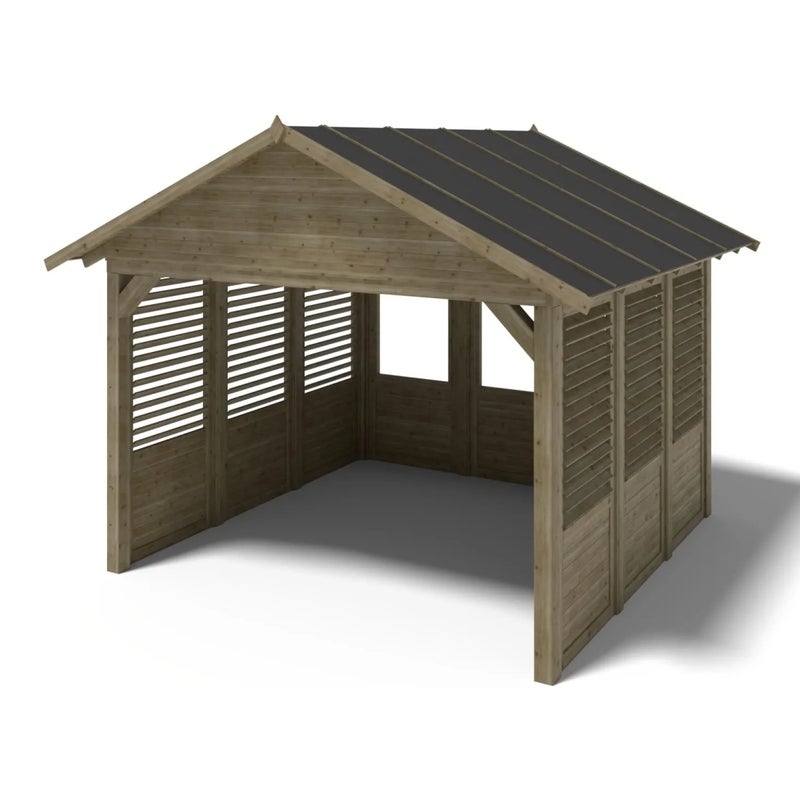 Altana ogrodowa wiata ALTANKA 4,04x4,04 m z panelami, drewniana, impregnowana, ALT128, 1szt.