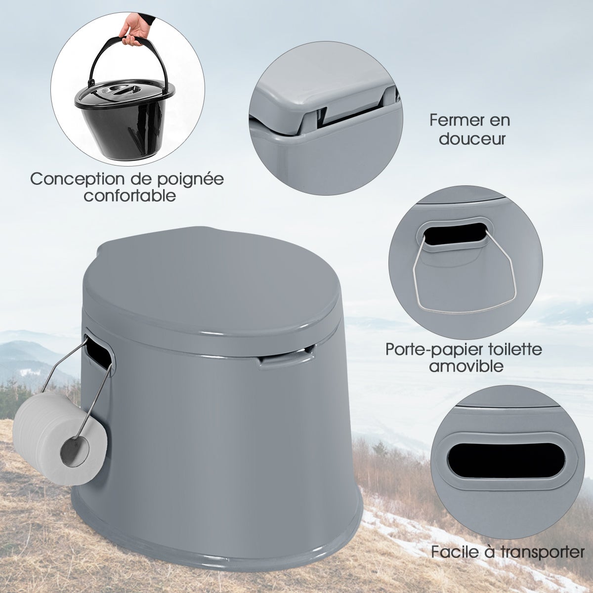 Toilette Portable pour Camping Extérieure Charge 200KG - 8
