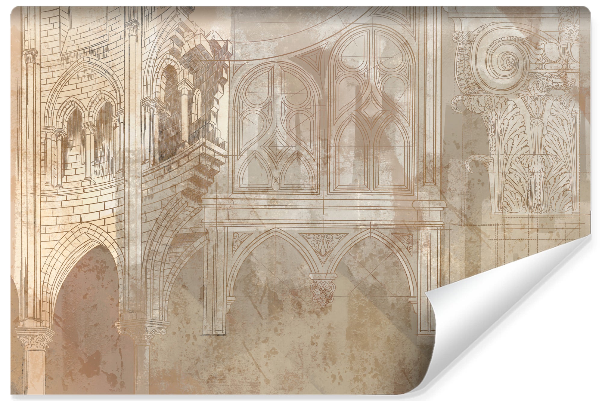 Papel pintado vlieseline foto arquitectura abstracción para sala 400cm x 280cm