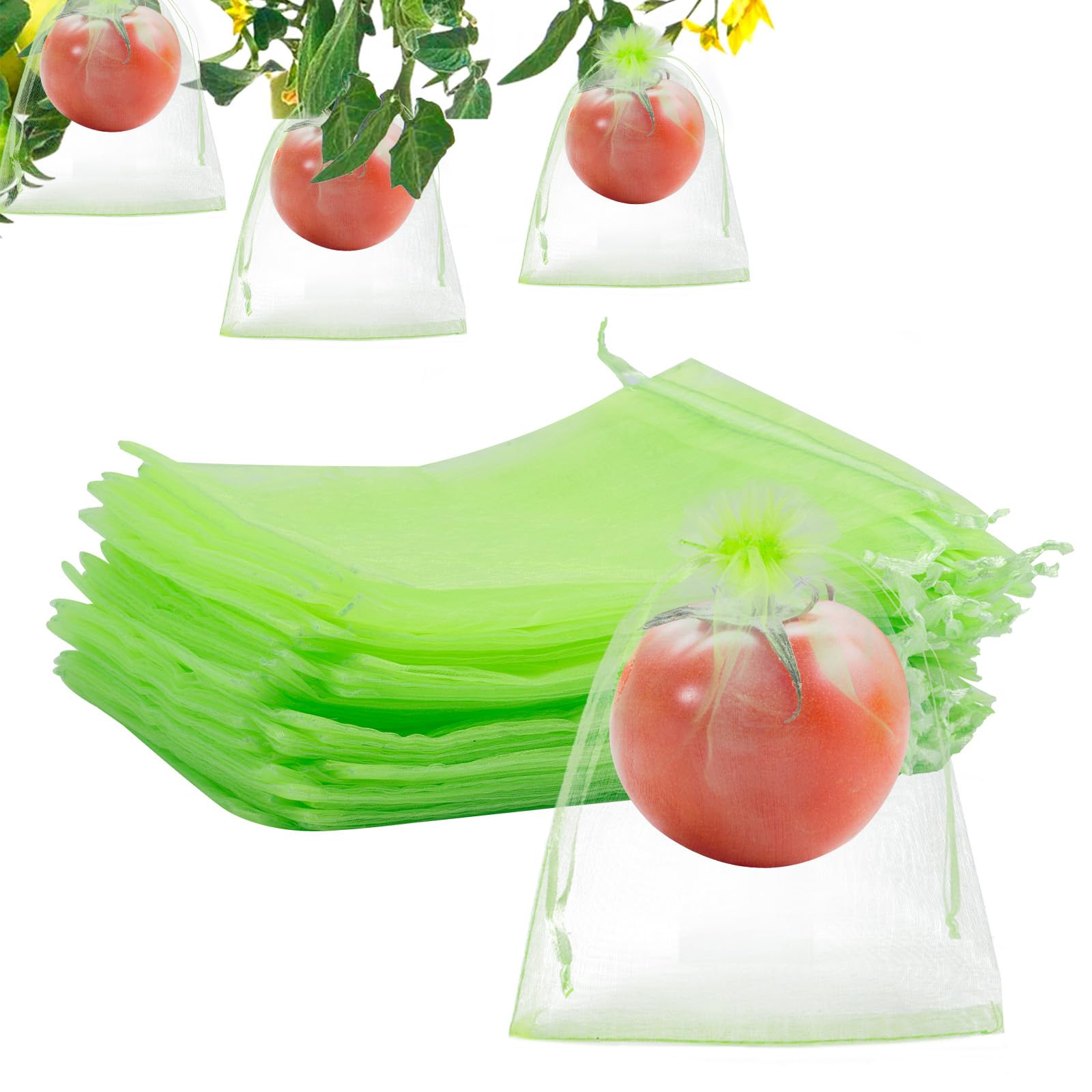 szt Worków Ochronnych na Owoce Siatki ze Sznurkiem Ściągającym Wielokrotnego Użytku Odporne na Szkodniki na Pomidory Borówki Małe Owoce i Warzywa