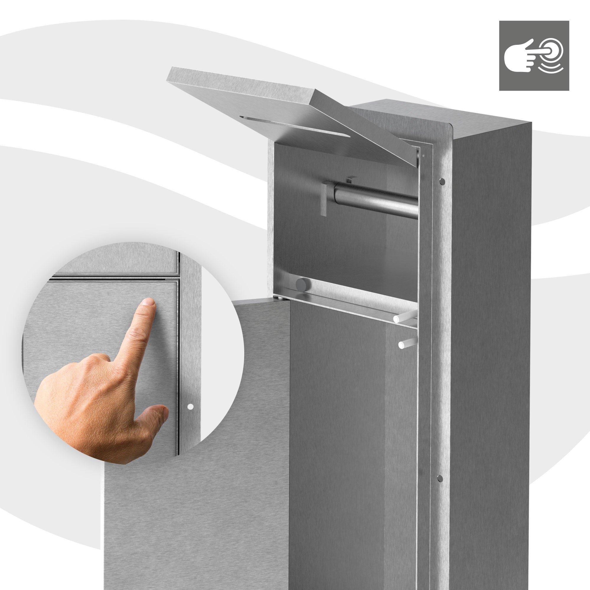 LuxeBath moduł szafki podtynkowej ze stali nierdzewnej srebrny 60x20x14 cm wnęka łazienkowa z uchwytami na papier toaletowy i szczotkę wc - 7