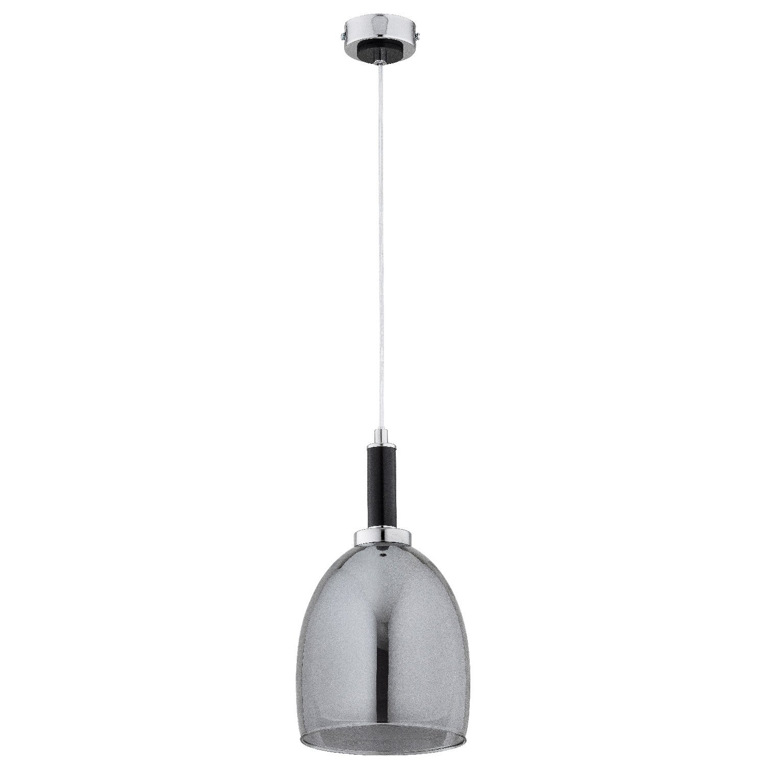 Lampa wisząca Lissy chromowana czarna 1xE27x15W do kuchni wym: 90 x 17 x 17 cm szkło Alfa