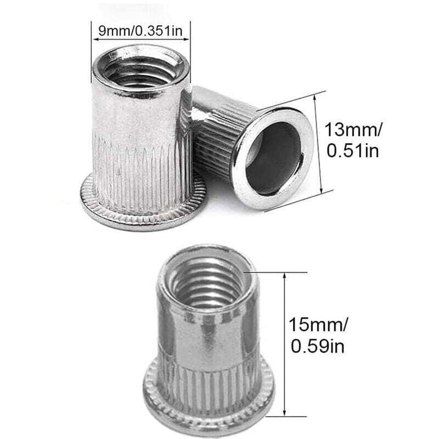 100 Pièces M6 Écrou À Sertir À Tête Plate, Écrous À Riveter Acier Inoxydable, Insert Fileté À Tête Plate, Écrou À Sertir M6, Rivet Écrou M6 - 4