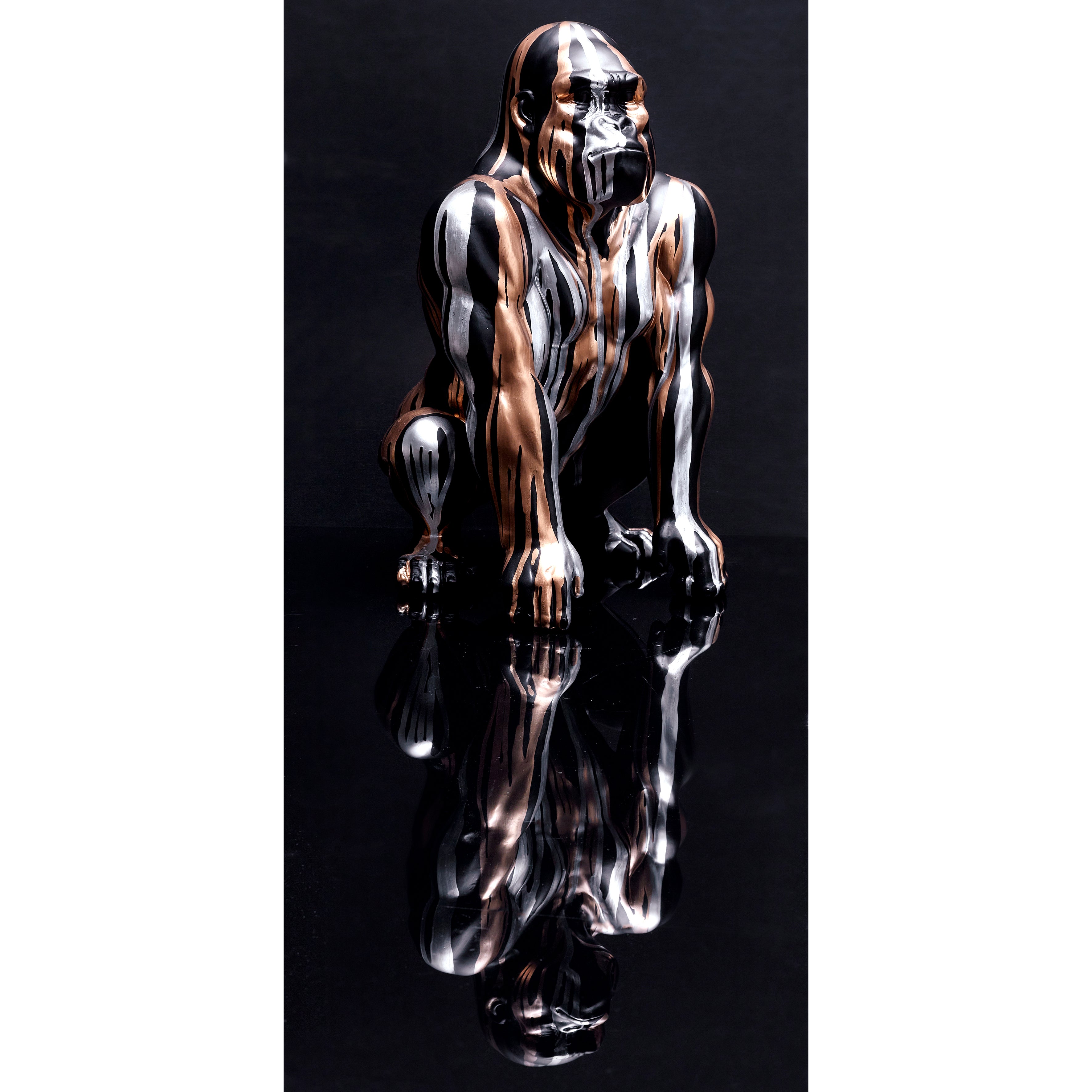 Statue - Home Deco Factory - Contemporaine - Métallisée - Noir Et Or Et Argent - H45 X L29,5 X P28 Cm - 4