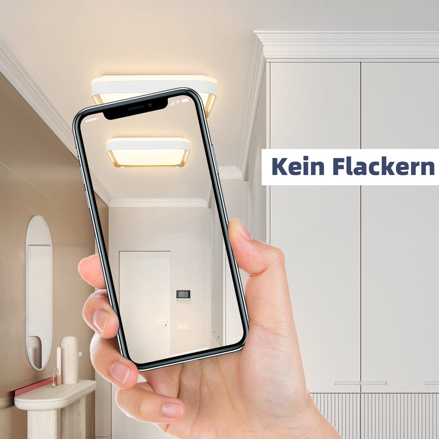 NETTLIFE Lámpara de Techo LED Lámpara de Dormitorio Regulable con Control Remoto 30 cm Lámpara de Moderna Lámpara de Cuadrada de 32 W Blanco - 4