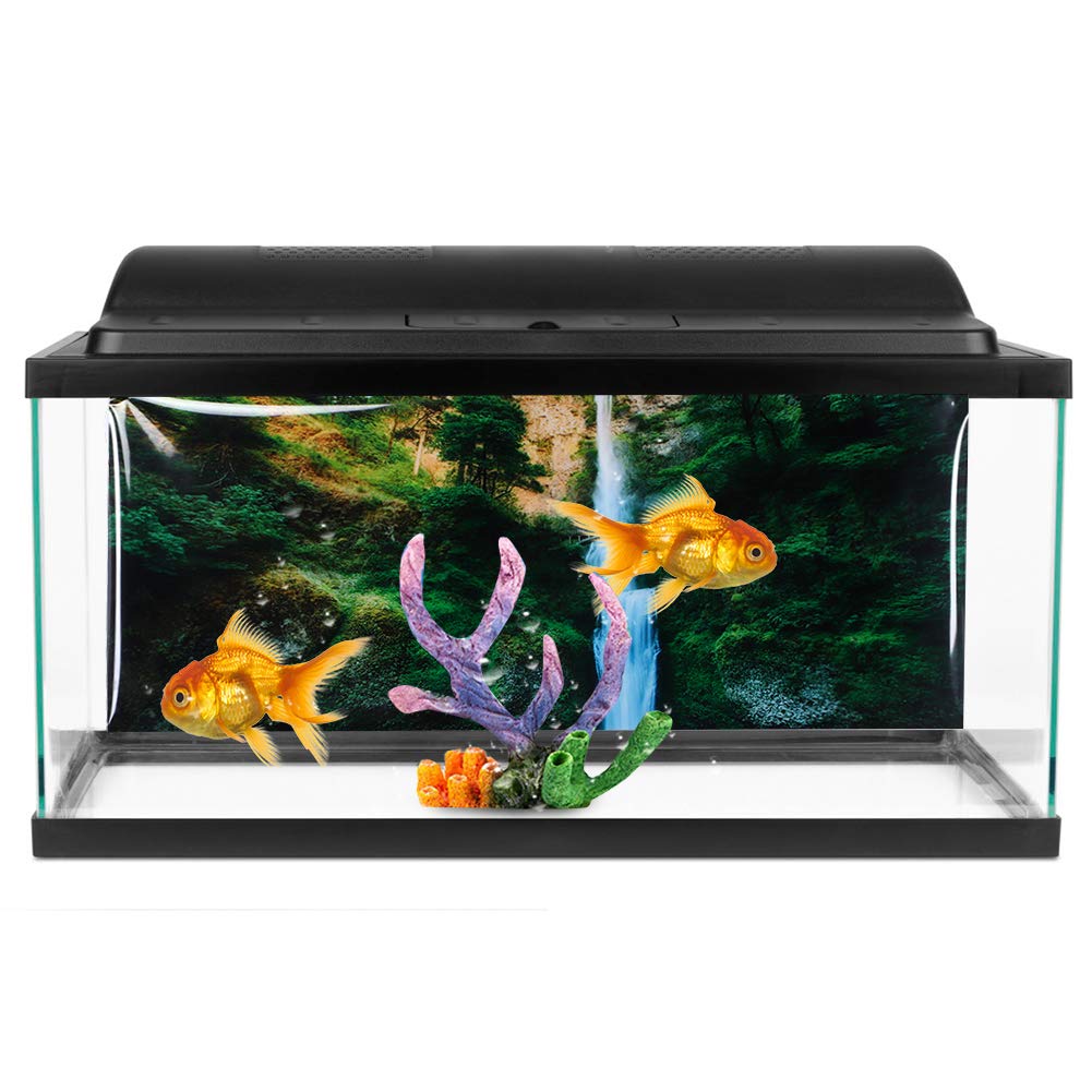 Autocollant en PVC pour fond d'aquarium Motif cascade de jungle Décoration d'aquarium (61*41cm) - 4