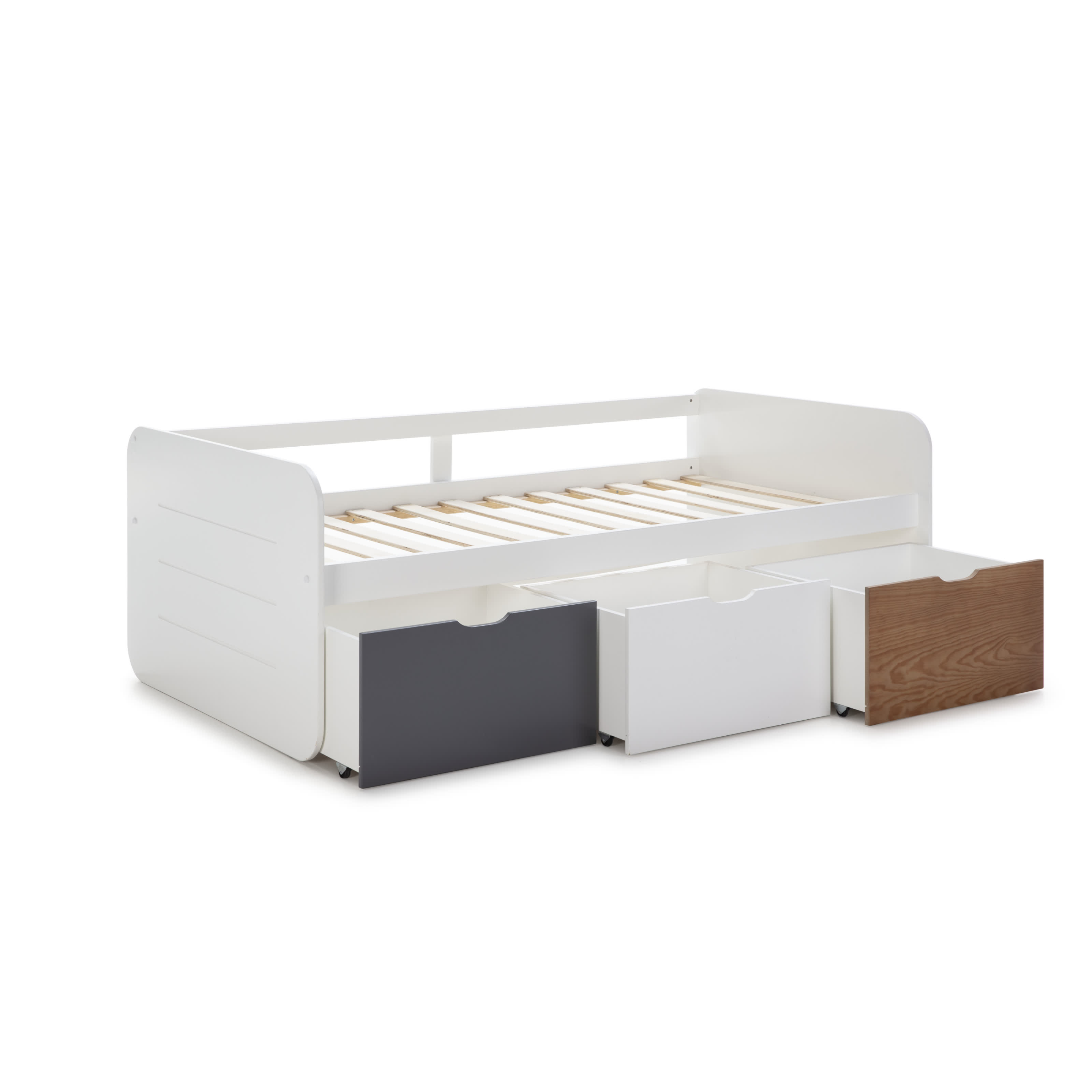 Letto con 3 cassetti portaoggetti bianco 195x105 cm - 6