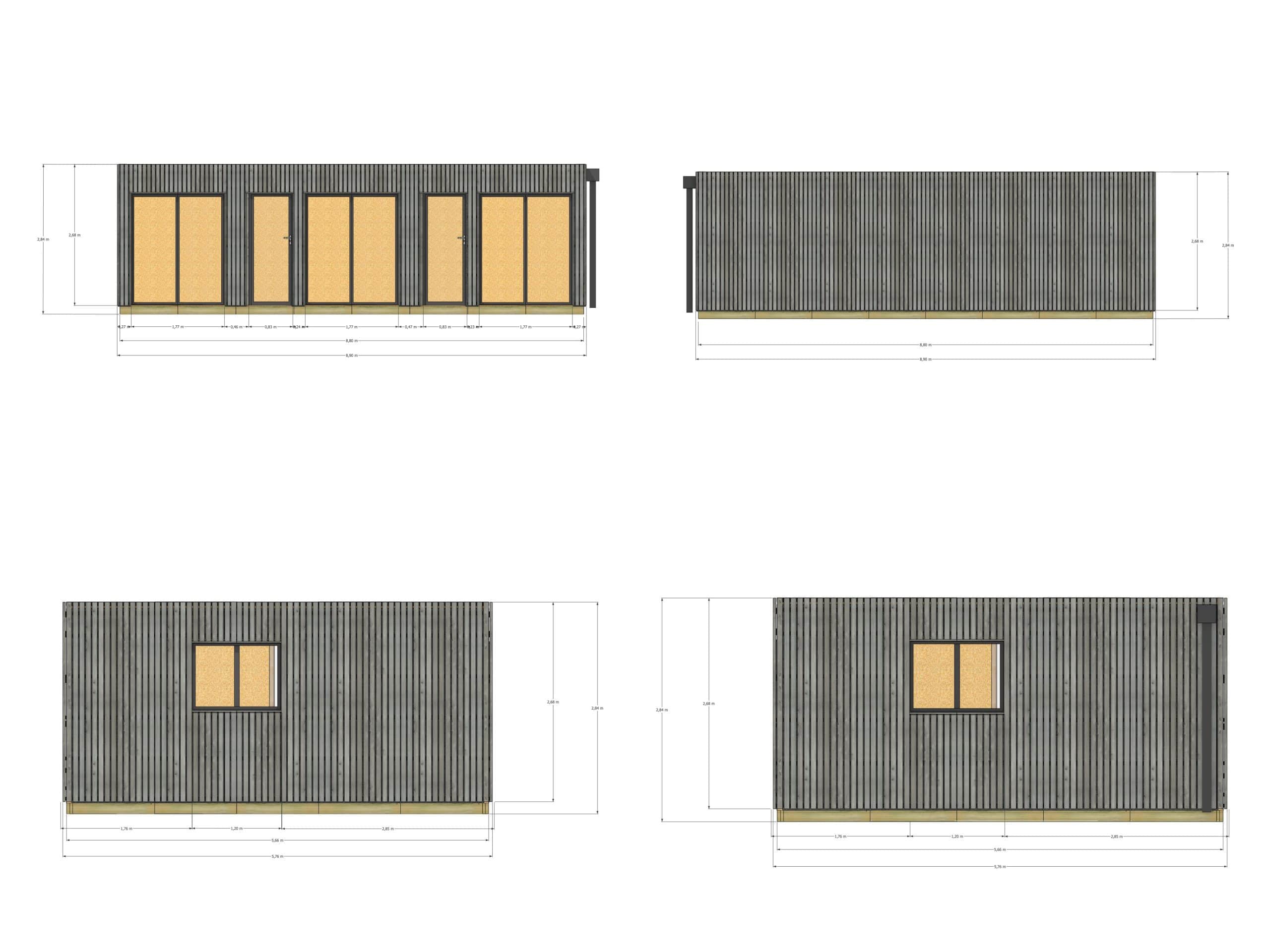 Studio de jardin indépendant en bois 8,8 x 5,7 x 2,7 m avec plancher isolé - 4