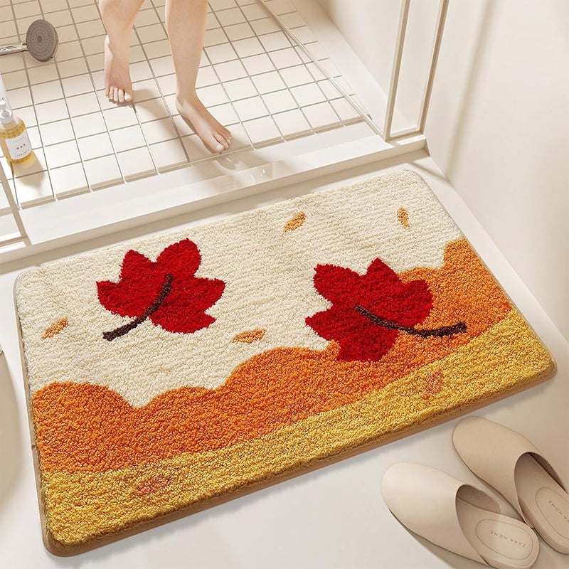 Jesienna antypoślizgowa mata łazienkowa, miękka, chłonna mata łazienkowa z mikrofibry, dywanik łazienkowy, 50 x 80 cm