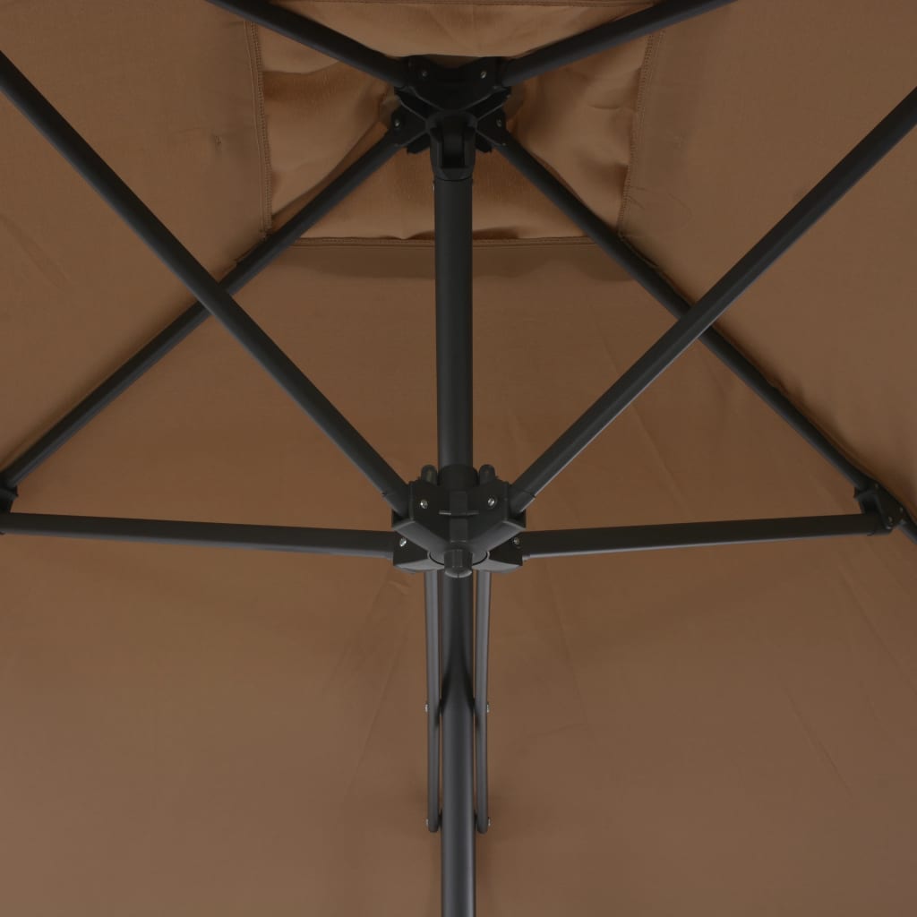 Parasol d'extérieur déporté avec poteau en acier 250x250 Taupe - 2