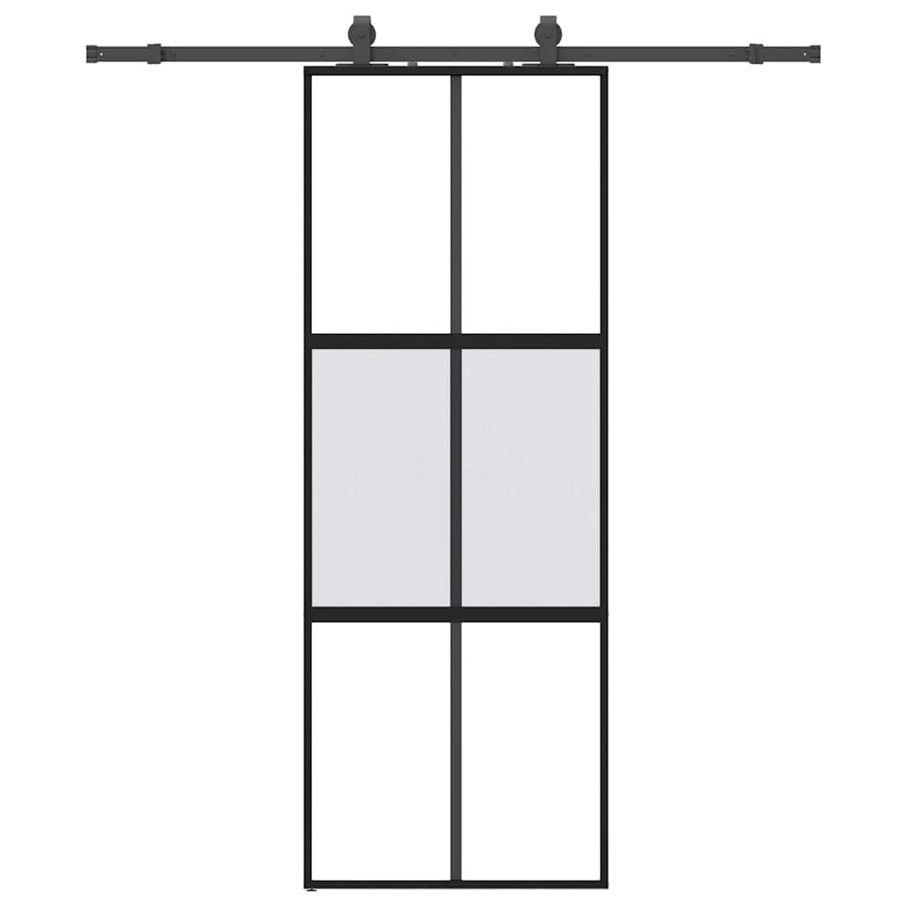 Puerta corredera con herrajes negro 76x205 cm vidrio templado vidaXL - 2