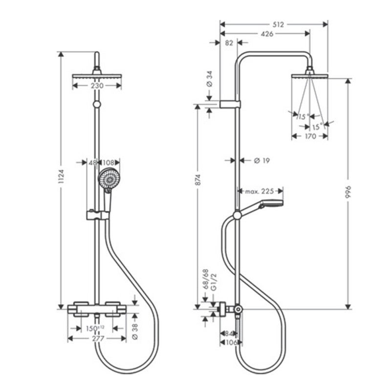 Colonne de douche thermostatique HANSGROHE Vernis Shape 230 chromé - 4