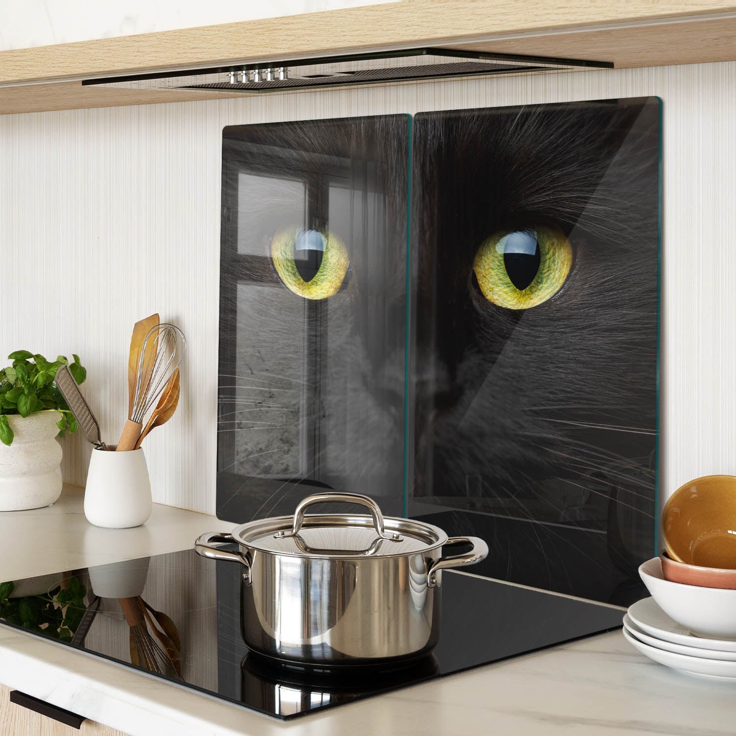 Planche De Cuisine En Verre Tulup – 60x52 Cm – Cinq Chats – Moderne