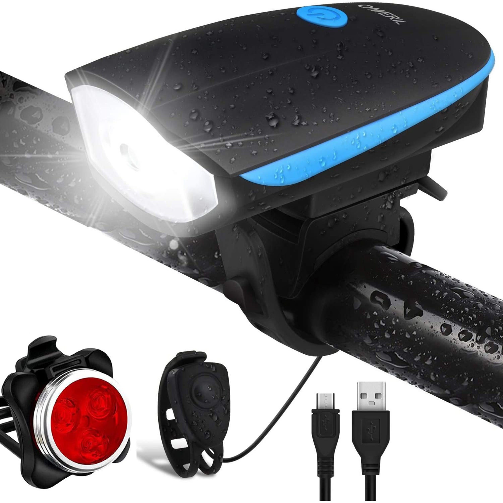 Set Di Luci Per Bici Usb Ricaricabile 300 Lumen Lampada Per Bicicletta Faro Ante