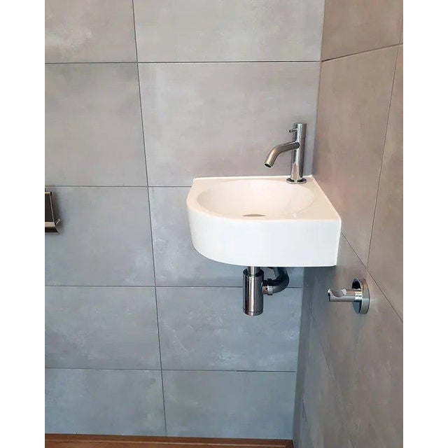 Differnz Cleo Lavabo en céramique - Quart de ronde - 30 x 30 x 10 cm - Blanc - 5