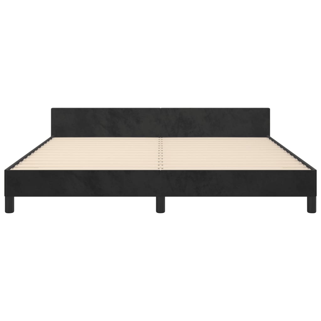 Cadre de lit sans matelas noir 160 x 200 cm en velours - 6