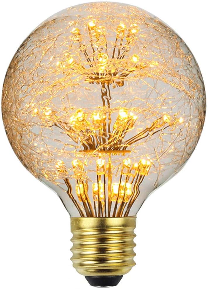 Żarówka LED Vintage Żarówka RGB Fajerwerki Edison Żarówka 3W 220/240V E27 Żarówka Dekoracyjna (G80) [Klasa energetyczna G]