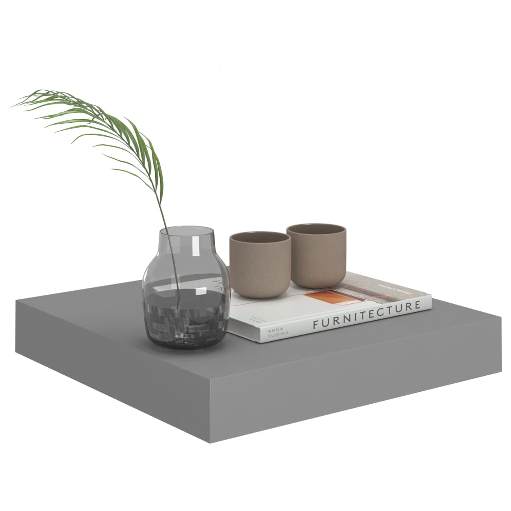 étagères murales flottantes 2 pcs gris 23x23,5x3,8 cm MDF - 3