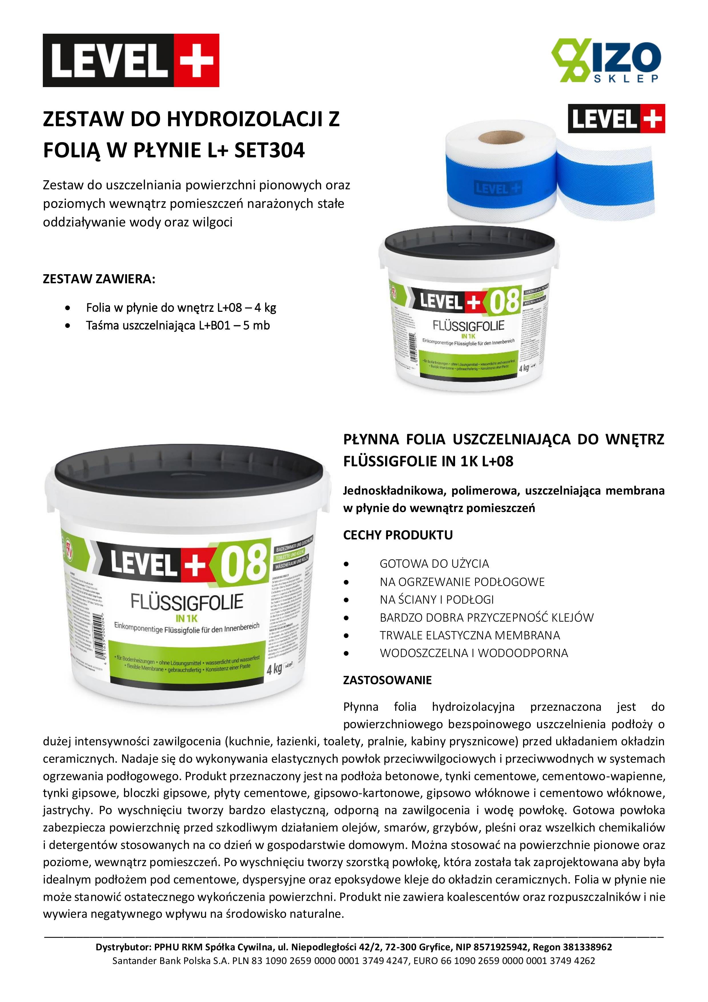 LEVEL+ Kit d'étanchéité pour douche Bandes d'étanchéité Film liquide 4kg SET304 - 5