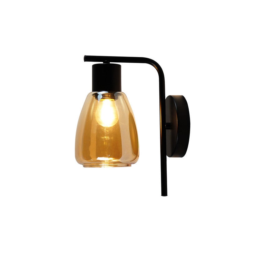 Kinkiet ścienny Moldo czarny 1xE27x40W klosz bursztynowy wym: 23,5 x 17,4 x 12 cm metal Candellux