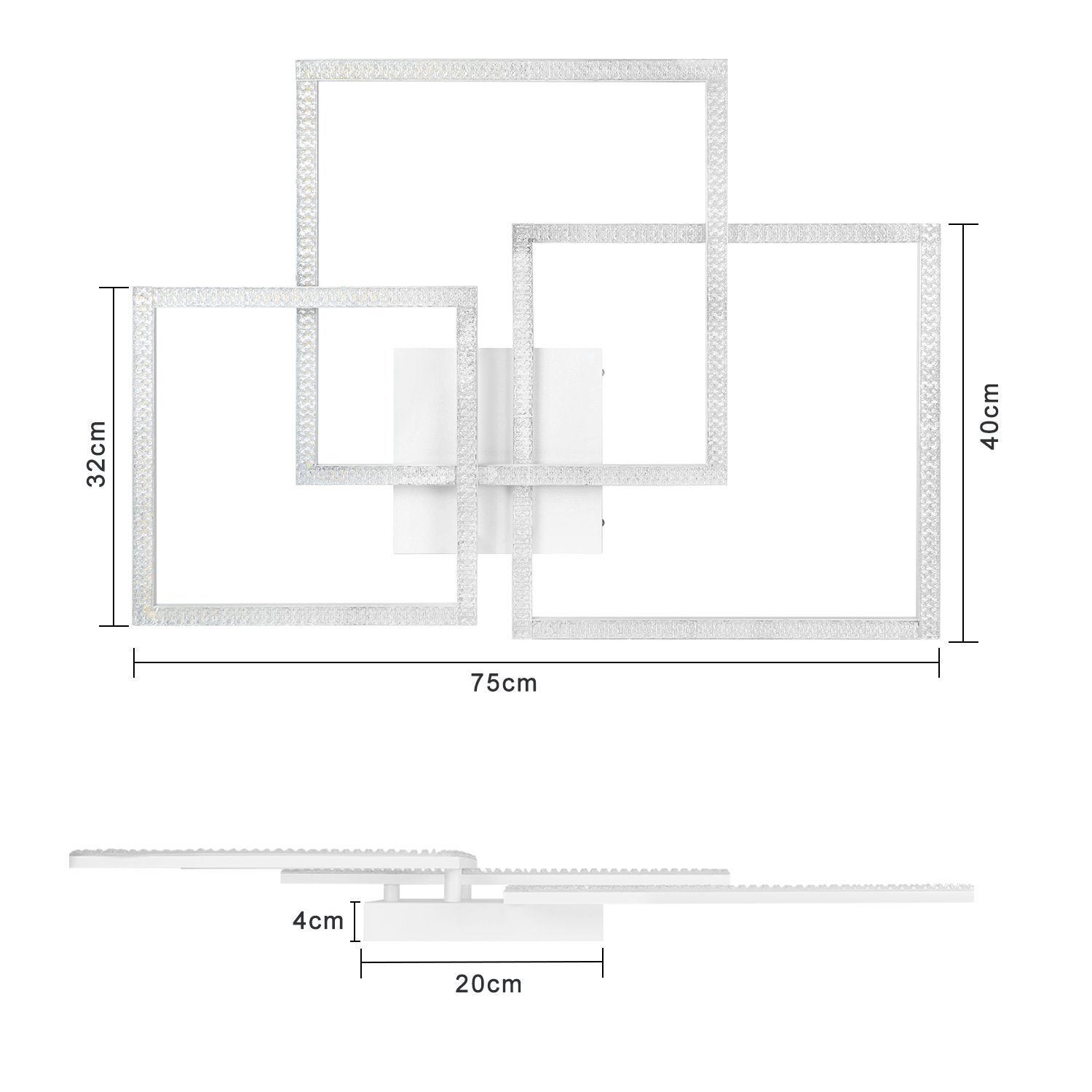 NETTLIFE Lampa Sufitowa LED do Salonu Czarna 75CM Regulowana Nowoczesna Kryształowa Lampa Do Sypialni Design Lampa Wewnętrzna - 7