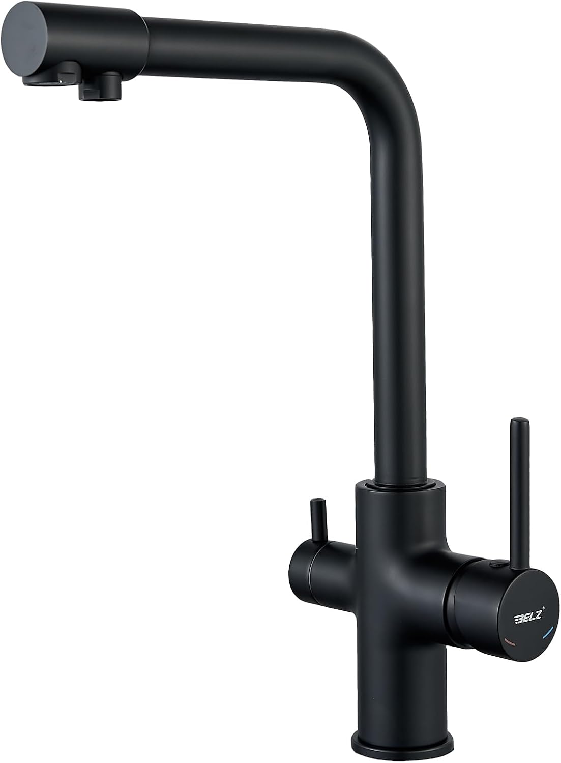 Bateria mieszająca obrotowa o 360° z podwójną dźwignią, wykonana z trwałego mosiądzu, klasyczny design niskociśnieniowy (woda czysta - czarny)