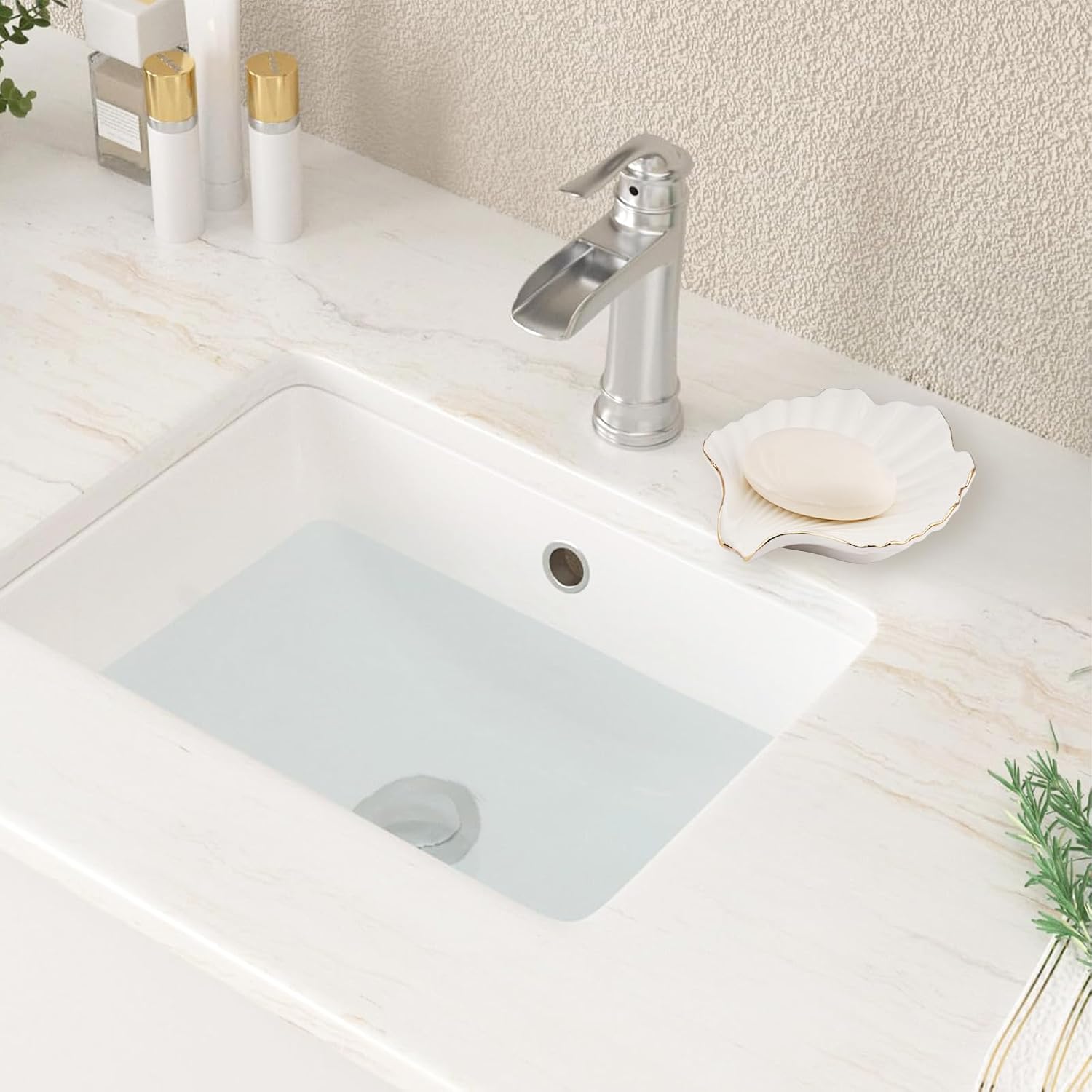 Porte-savon en céramique, porte-savon en forme de coquillage, porte-savon de salle de bain, adapté à la cuisine, à la baignoire - 4