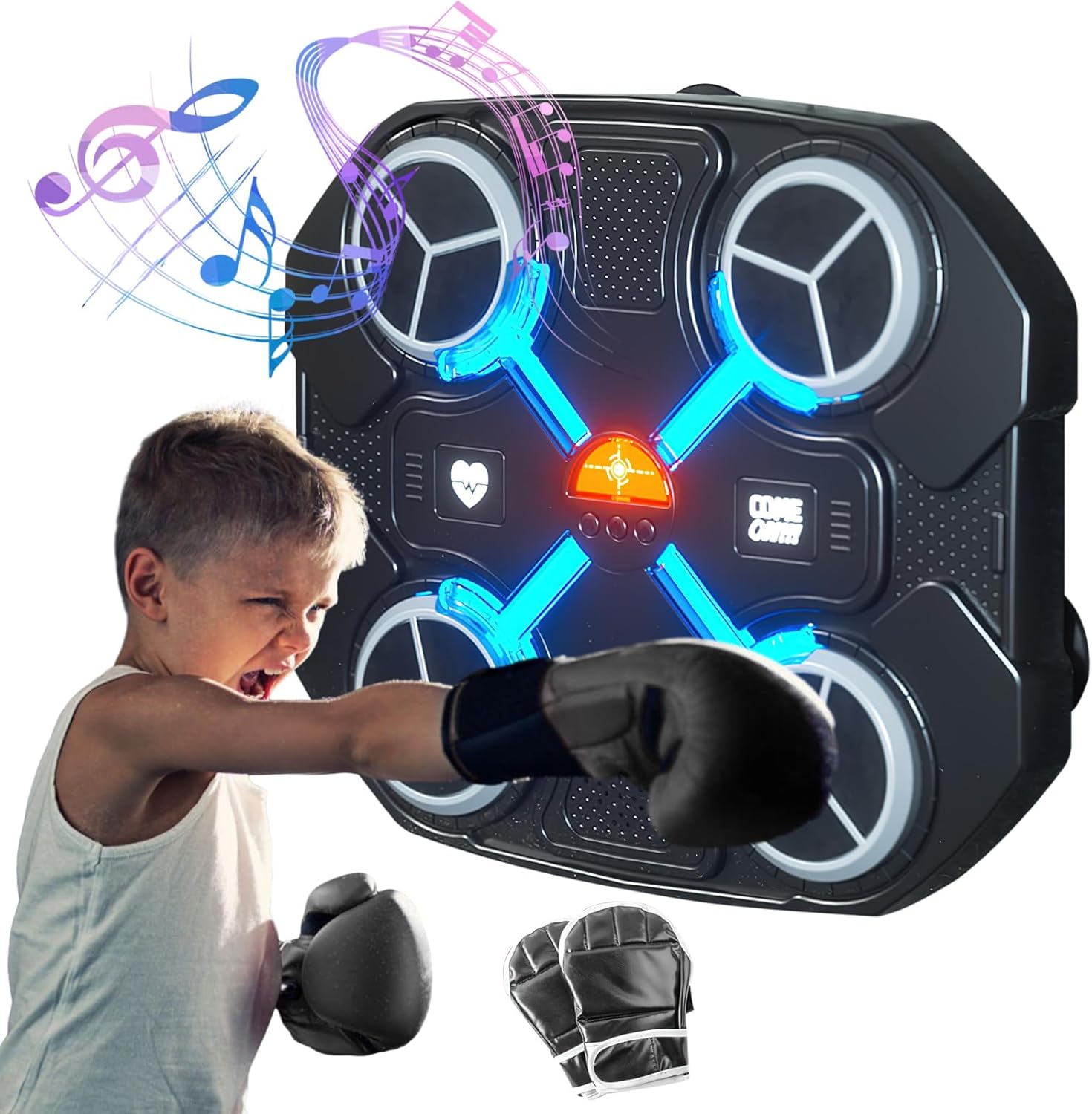 Machine de boxe musicale Bluetooth intelligente à fixer au mur, appareils d'entraînement avec gants de boxe pour enfants, adultes, entraînement à domicile, salle de sport