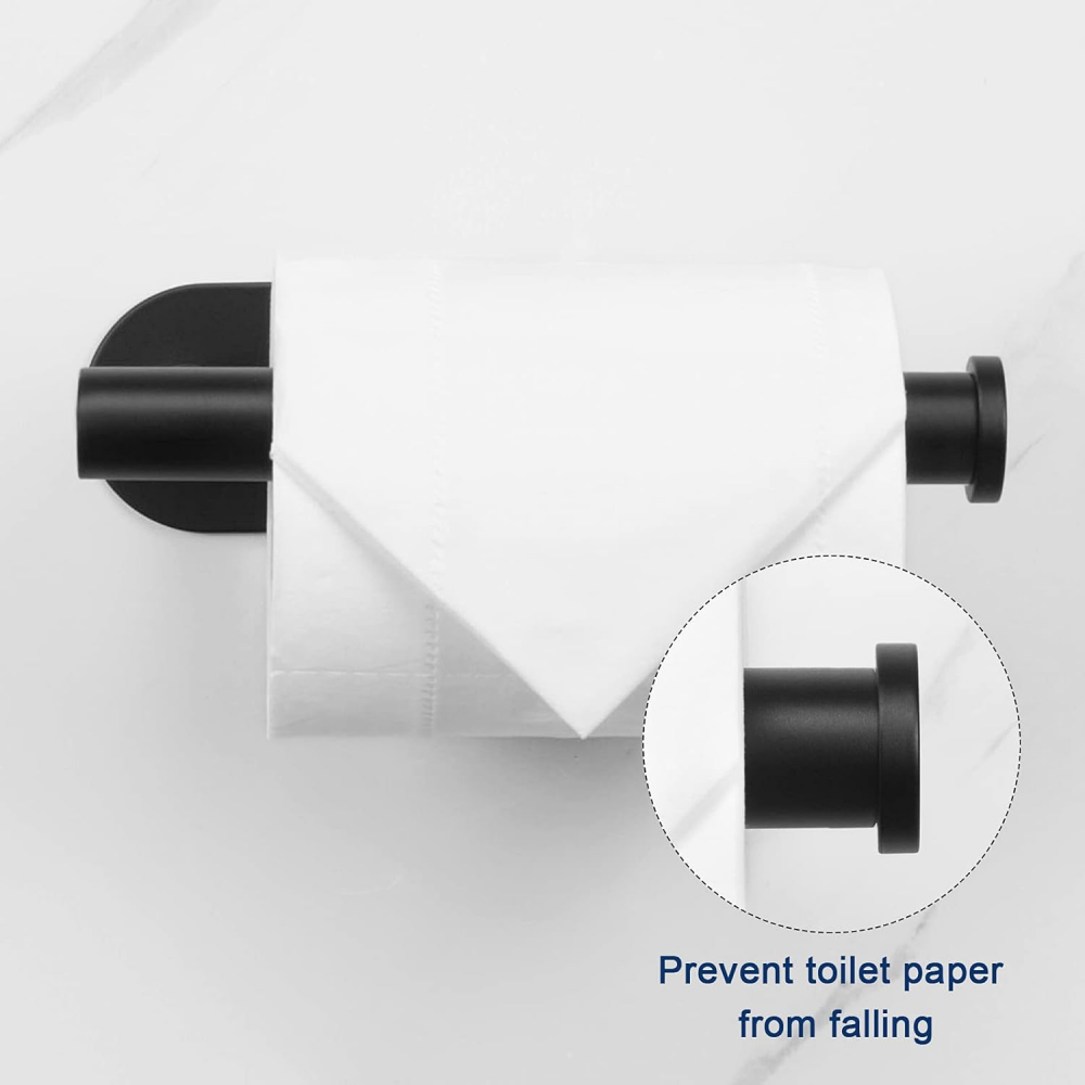 Uchwyt na papier toaletowy, ścienny, stal nierdzewna, 16 cm, 1 szt., czarny - 4