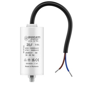 Condensateur De Moteur 20 µF 450V Avec Fiches De Connexion - Référence MKSP-5P - Marque MIFLEX - Neuf