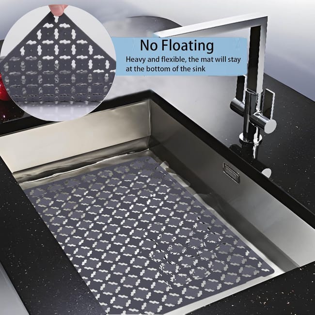 2 Pezzi Tappetino Lavello Nero Cucina 40*30cm,Tappetini Proteggi Lavandino Forma Ciottolo Per Bagno,Tappeto Lavello Regolabile Tagliabile