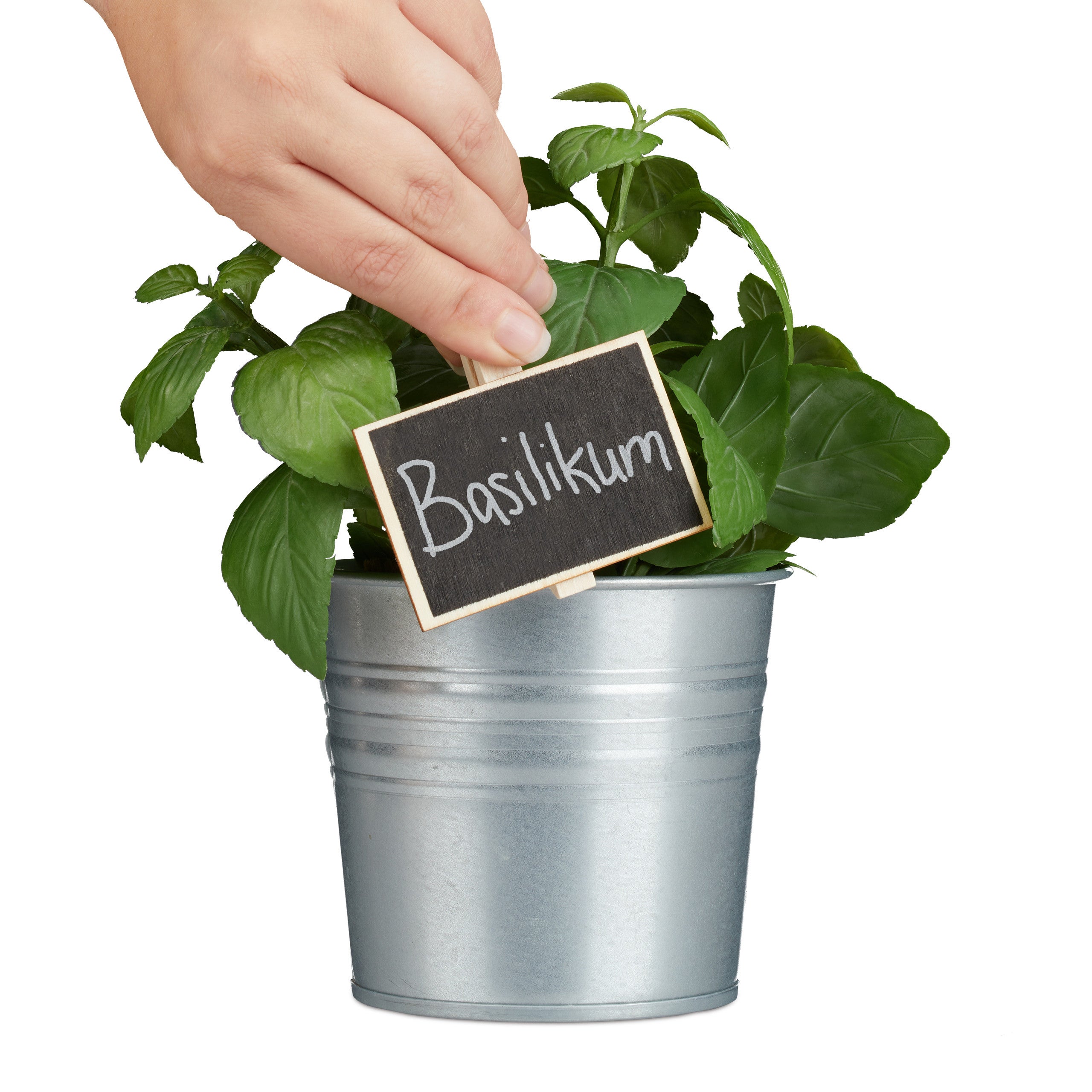 Pincettes pour tableau, jeu de 200, pour identifier plantes, réutilisables, avec craies, en bois, nature/noir - 4