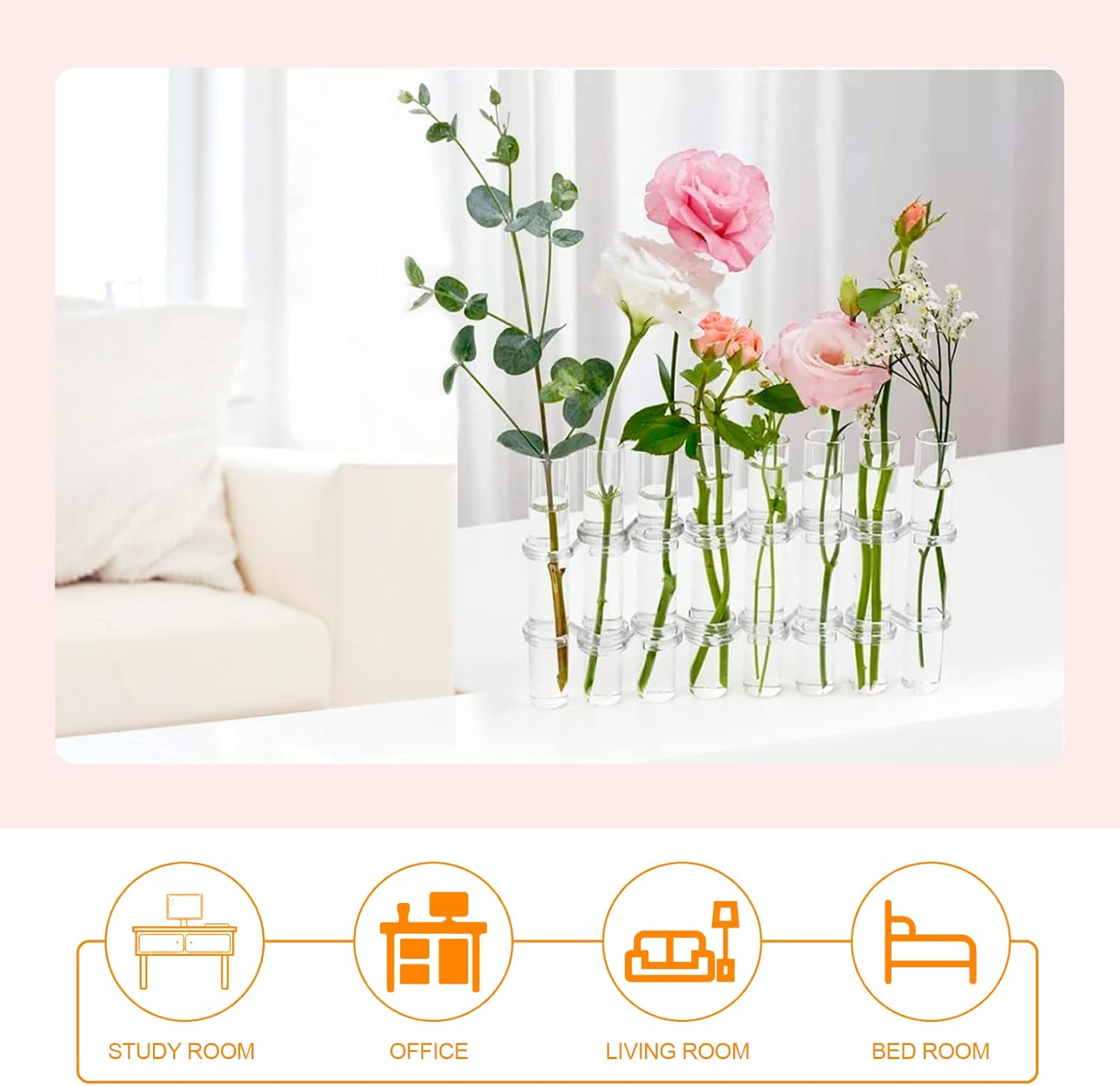Lot de 6 tubes à essai en verre transparent pour vase à fleurs à charnière, pour décoration intérieure - 4