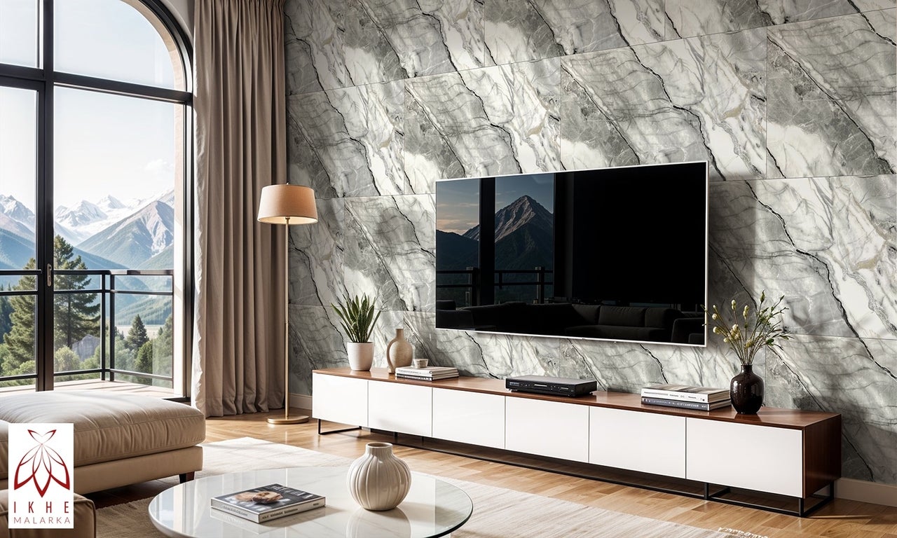 Panneau mural effet marbre – Revêtement PVC 120x60 cm | 2,5 mm | Résistant à l'eau, aux UV et à l'humidité | Alternative aux carreaux Grey01 - 3