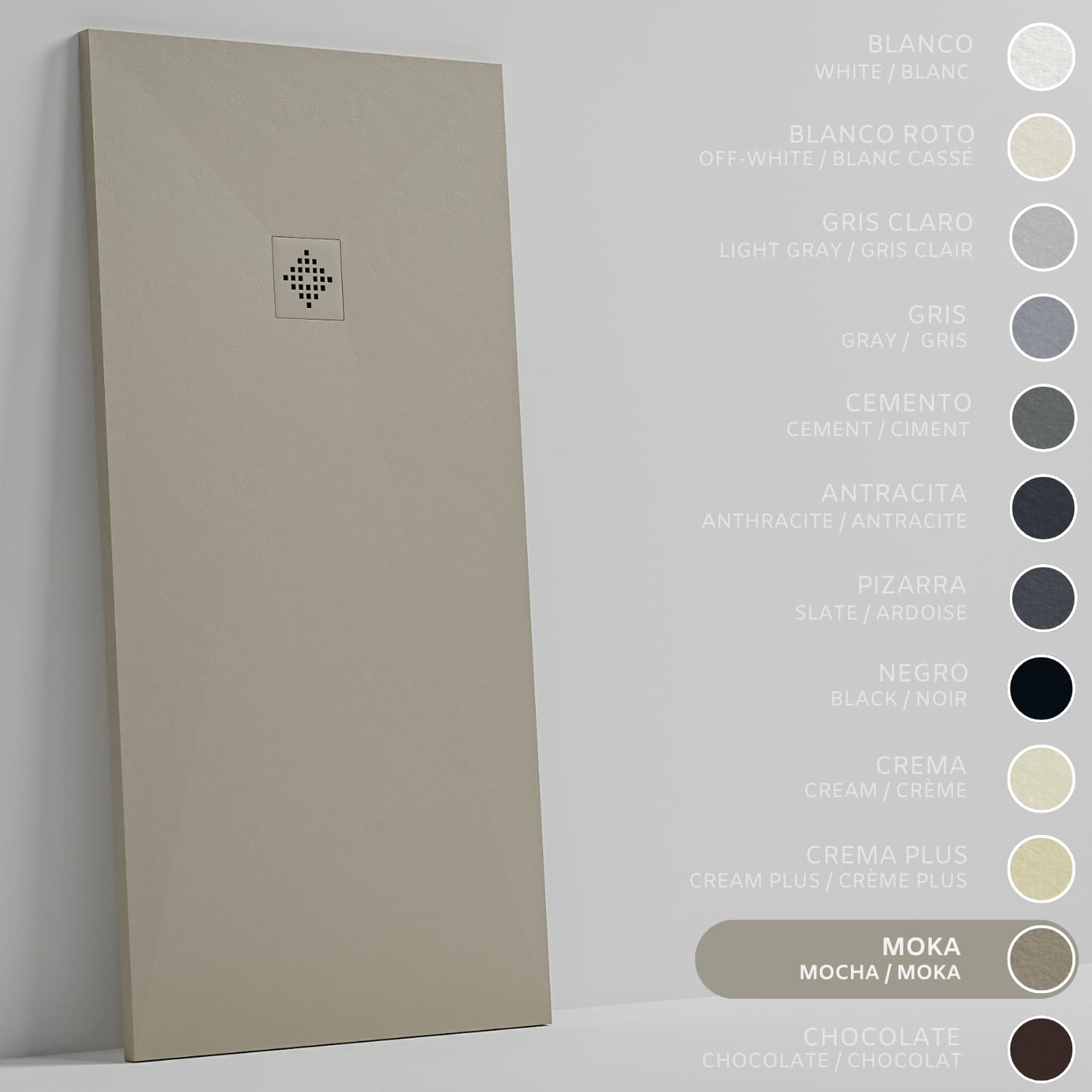 SOULHOME Brodzik prysznicowy– Żywica– Gel Coat– Gładka/Kamienna tekstura – Antypoślizgowy – Kolor Moka – 220X75- Niski 3 cm– SAME