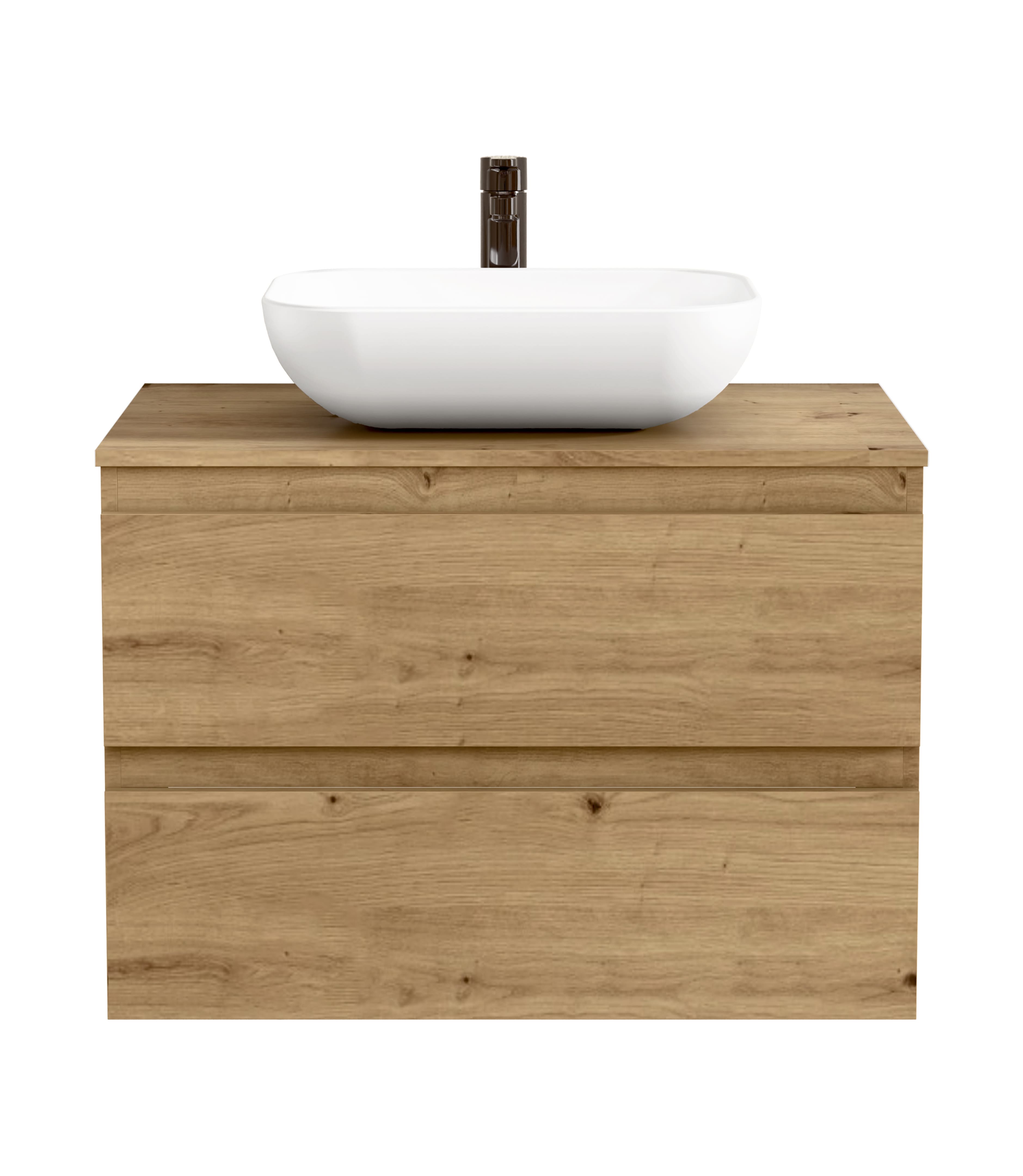 BELLOBATH - Móvel com Lavatório de Cerâmica, Móvel Montado com 2 Gavetas, 60 x 55 x 46 cm, Móvel Carvalho - 3