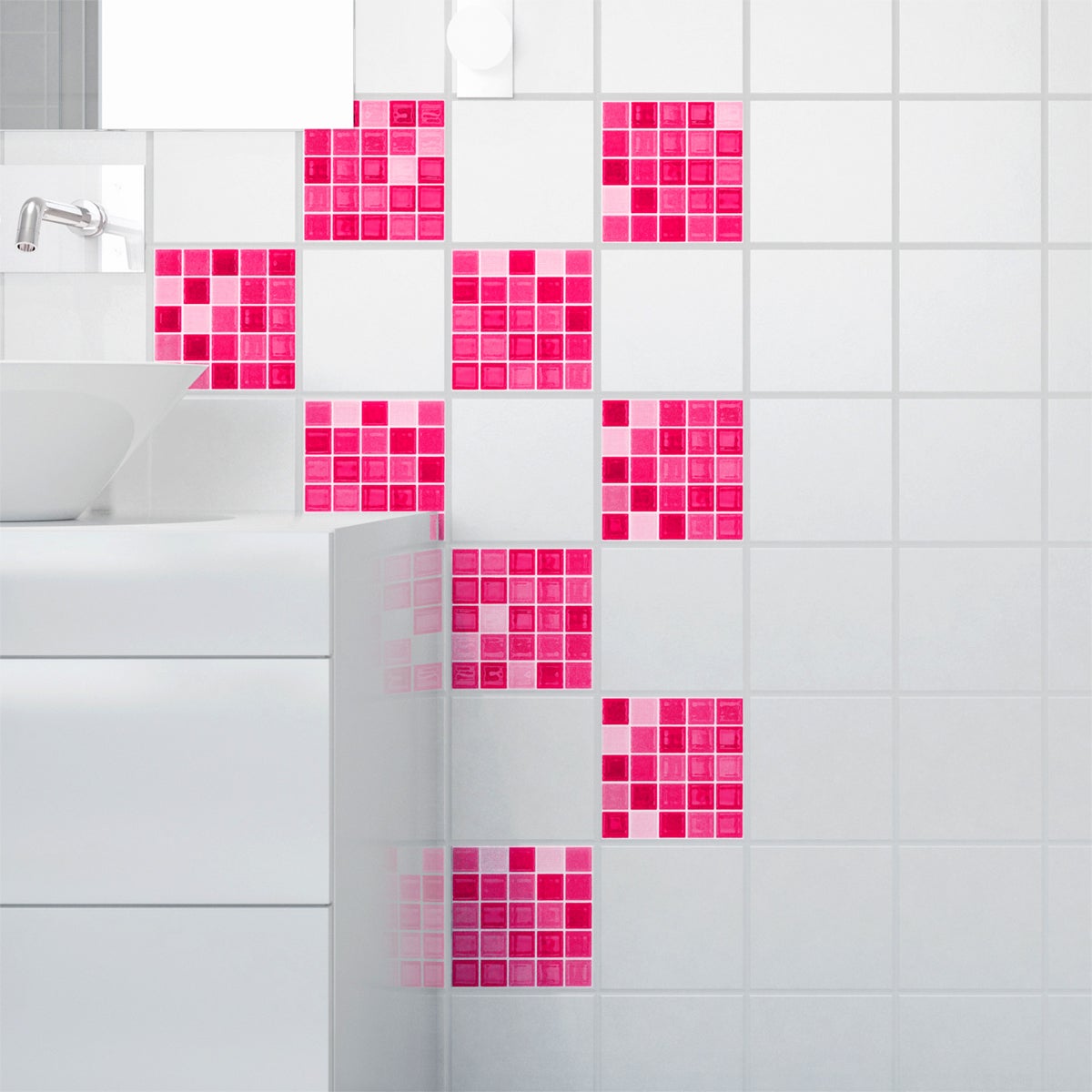 9 adesivo piastrelle azulejos mosaici tonalità di rosa - Sticker adesivo - adesivi murali - 9stickers20x20cm - 3