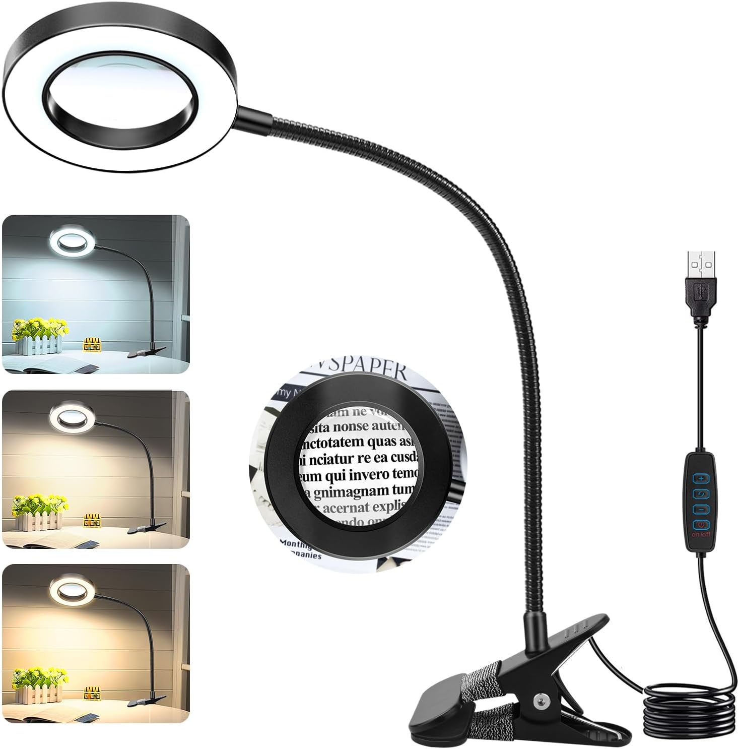 Loupe 10X avec lumière, Loupe à Pince avec lumière, Loupe de Bureau 48 ...