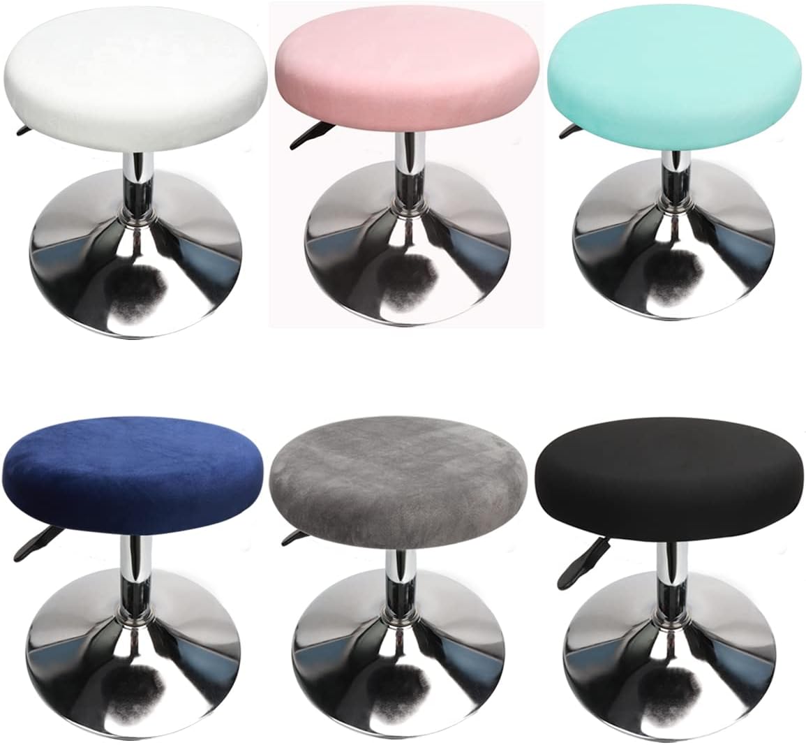 (4 Pièces Noir)Housse Tabouret Rond Housse Tabouret de Bar, Tissu de Luxe, Diamètre 30-40cm, Extensible, Infroissable, Lavable et Anti-Poussière - 5