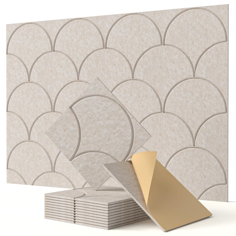 12-pak samoprzylepnych paneli dźwiękochłonnych z włókna poliestrowego do dekoracji wnętrz, brązowe, 30 cm x 30 cm (podkład samoprzylepny)