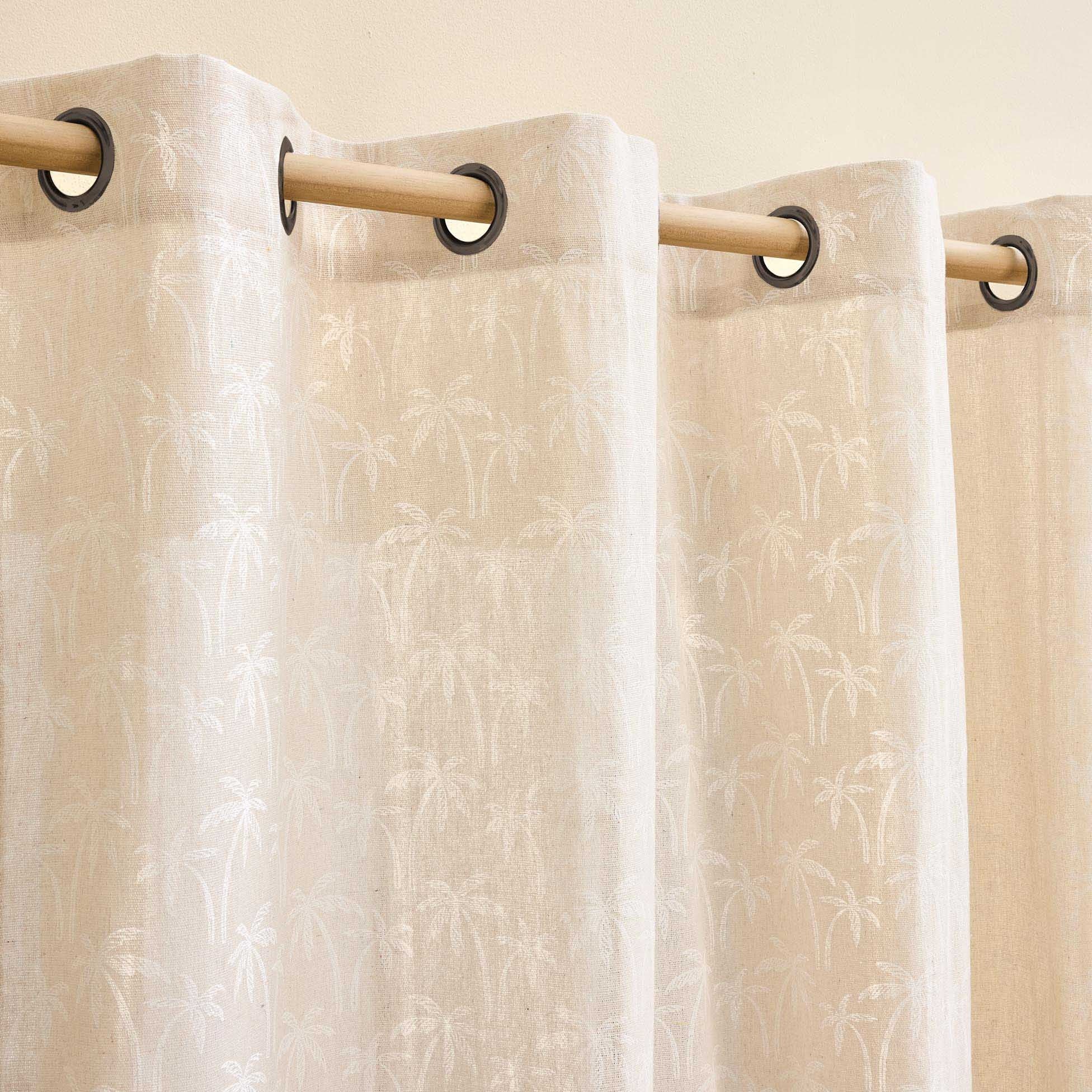 Rideau a oeillets 140 x 240 cm polycoton Imprime Palmier Saharis - 3