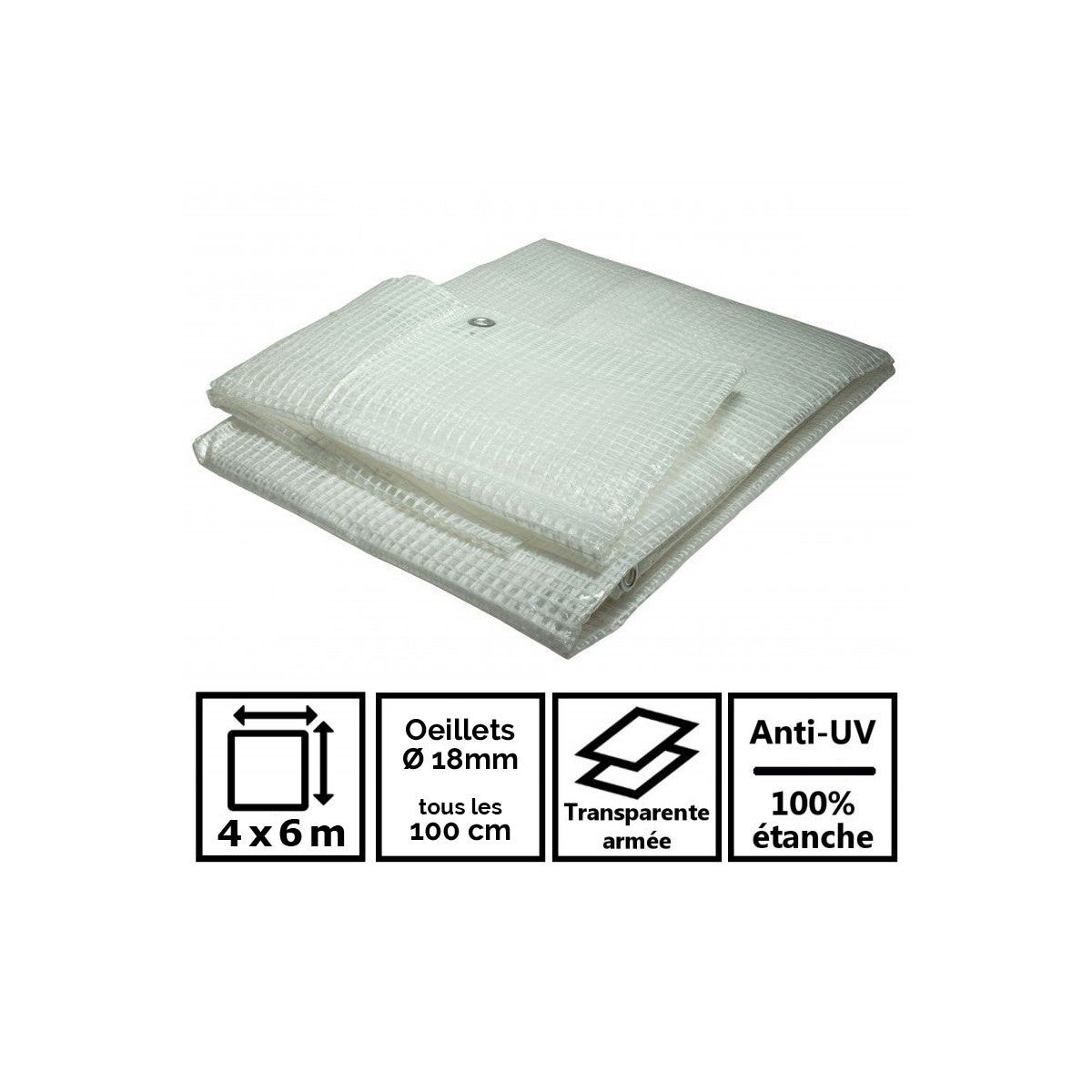 Bâche De Camion, Bâche PVC Transparente, 0,5 Mm/0,8 Mm, Film Pour Fenêtre (0 ,8mm, 1,4m X 1m, Oeillets Ovales + Turn Buttons