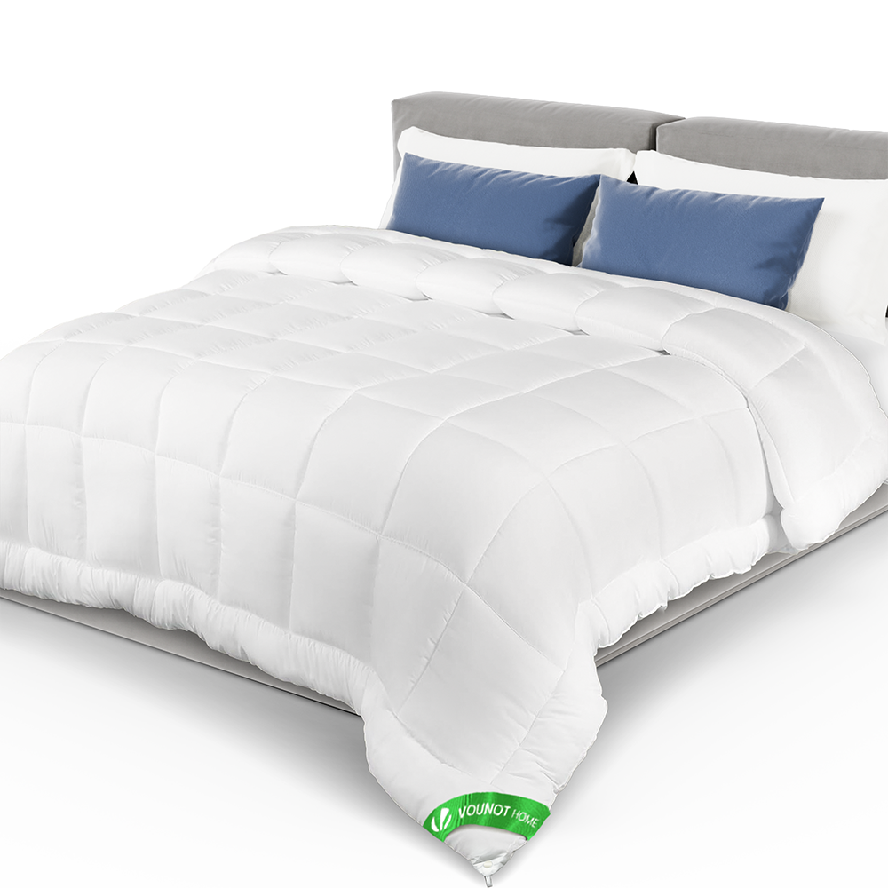 BPC Piumone in piuma biologica per letto matrimoniale, lussuoso inserto per piumino, con fodera in 100% cotone e imbottitura in piuma per tutte le stagioni, bianco avorio, 172 x 228 cm