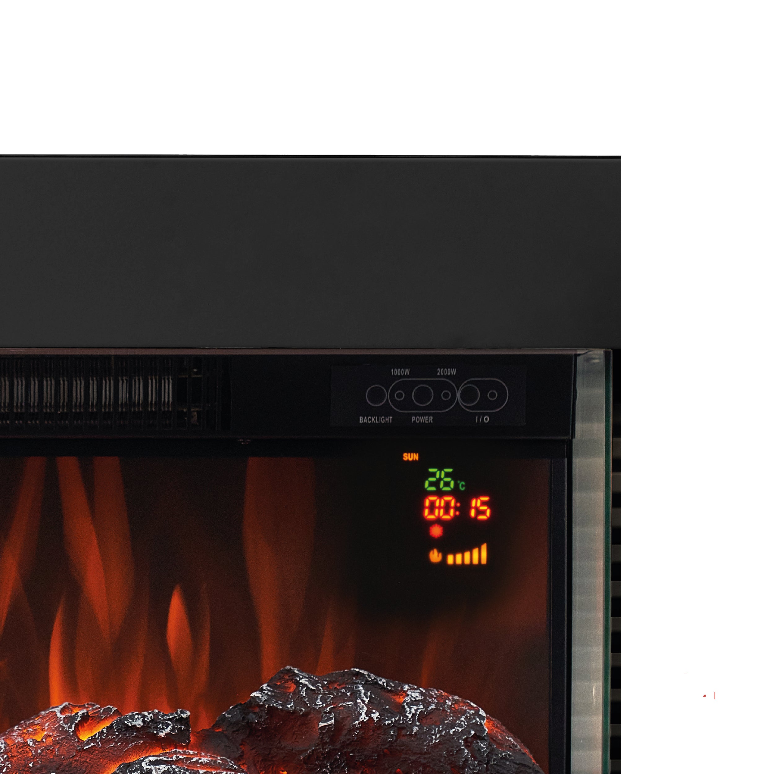 KAMINIO Cheminée électrique LIZ - Cheminée murale avec chauffage, effet de flamme 3D, Lumière d'ambiance LED, télécommande - Noir - 7