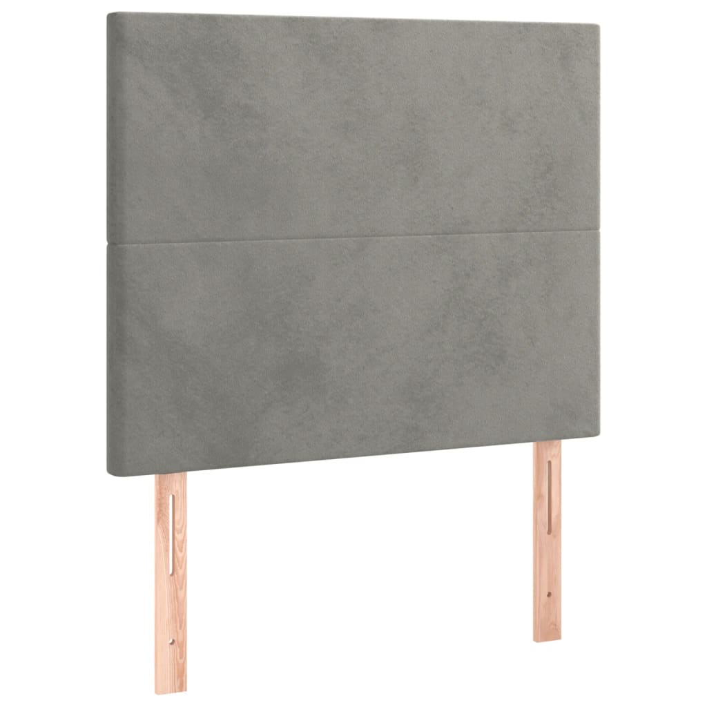 Cadre de lit sans matelas gris clair 100 x 200 cm en velours - 9