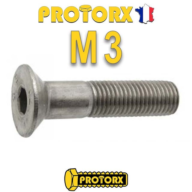 Vis à Métaux Tête Fraisée Six Pans Creux : (M3 x 10mm) x 20pcs | VM FHC | Acier Inox A2 | Usage Exterieur-Intérieur | Norme ISO10642