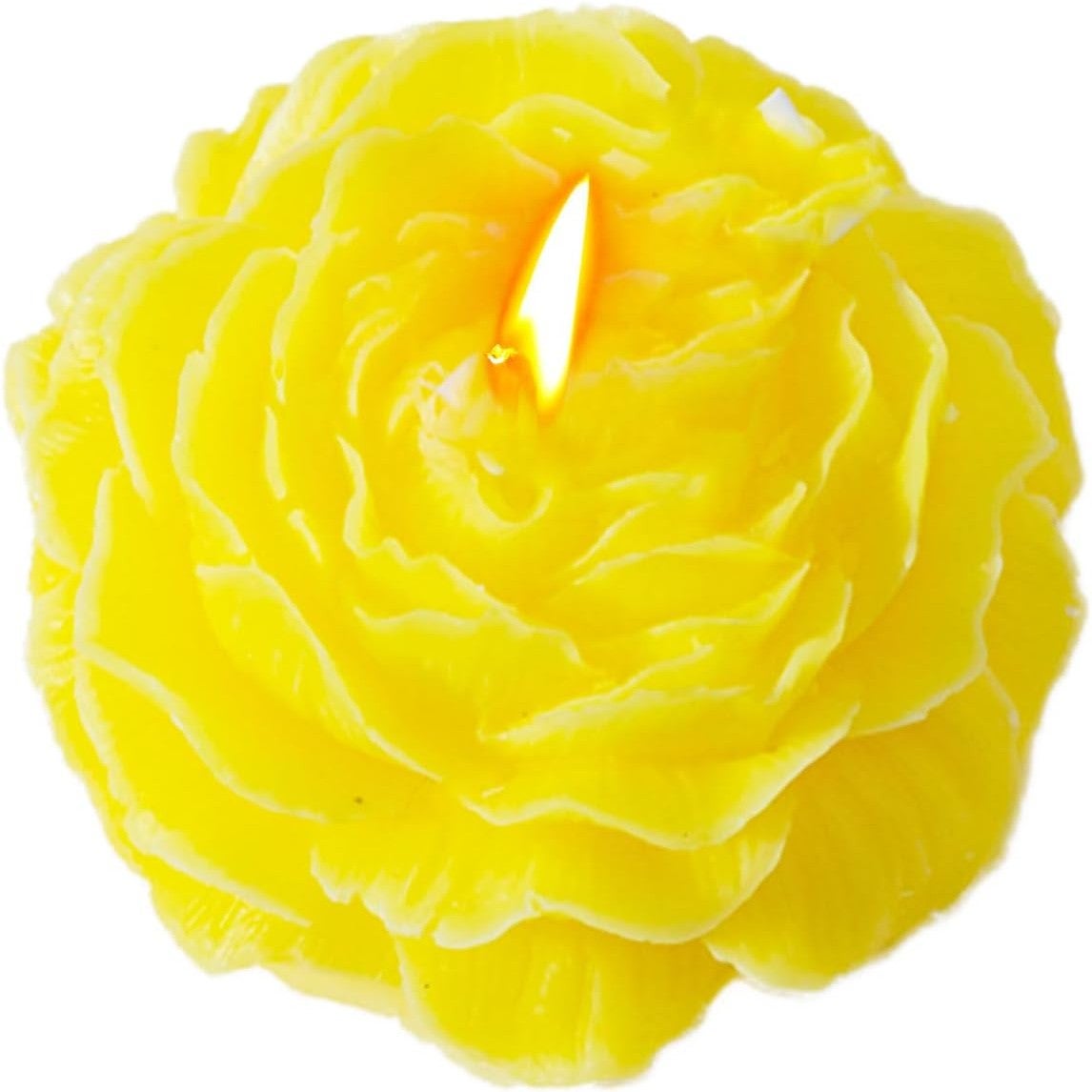 Lumanare parfumata Flippy, model trandafir, 70 g, parfum de citrice, galbena
