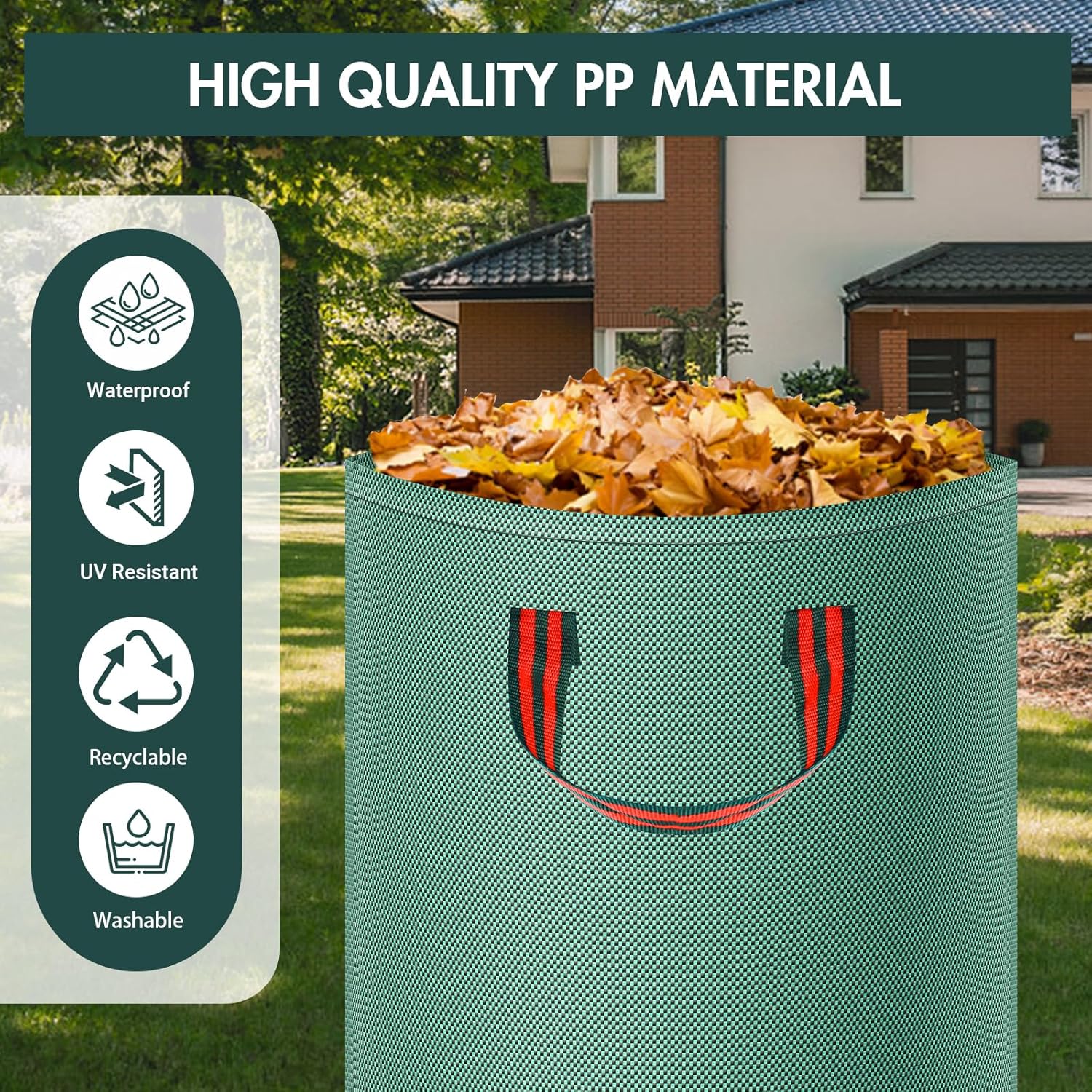HOMIKLSA 3X 272L Sacs à Déchets de Jardin, Autoportants, Imperméables, Durables et Anti-Corrosion pour Déchets Verts et Tontes de Gazon - 5