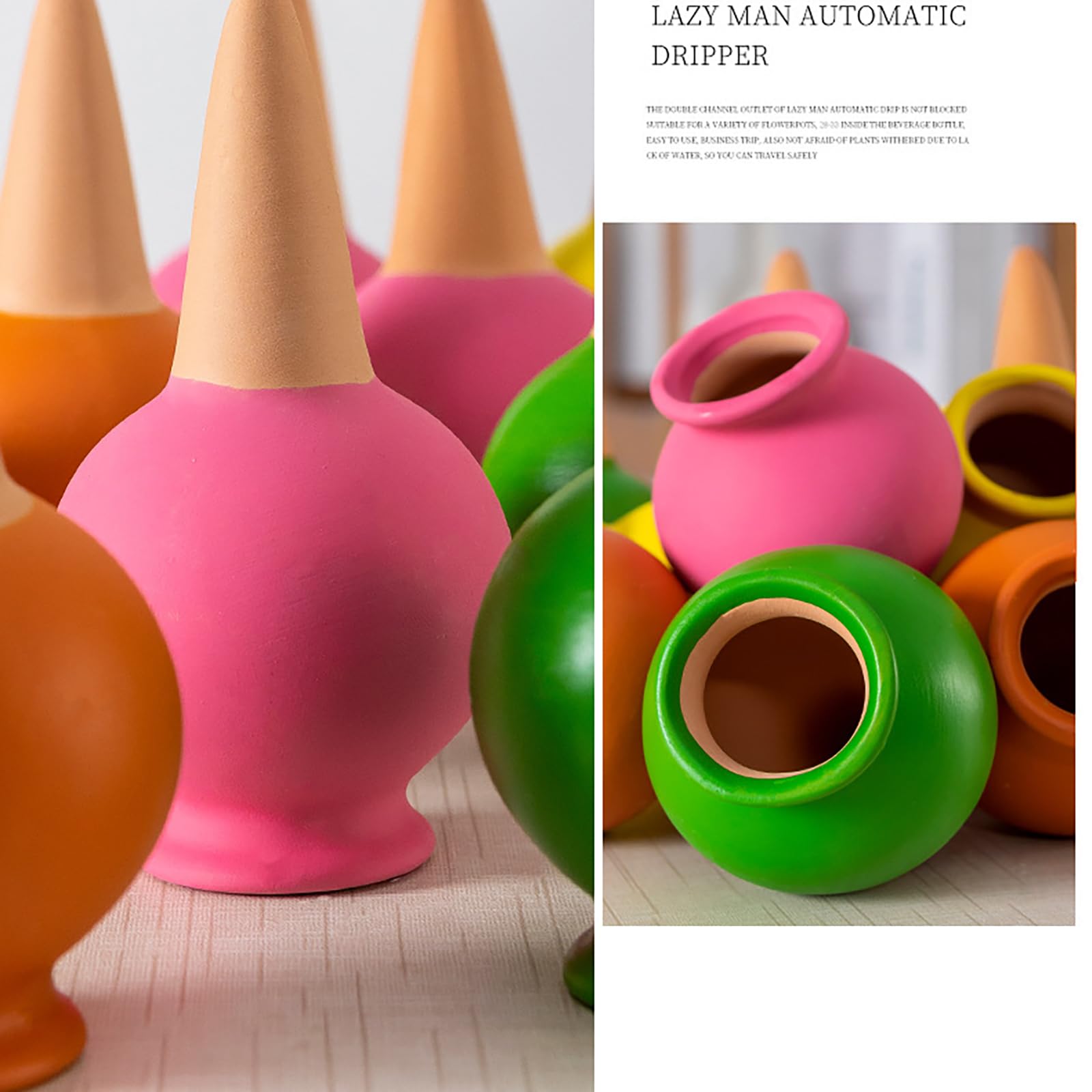 4 Arrosage Plante Interieur,Oyas a Planter Terre Cuite Extérieur,Terre Cuite Dispositifs d'Arrosage Automatiques en Céramique pour Vacances Plante - 7